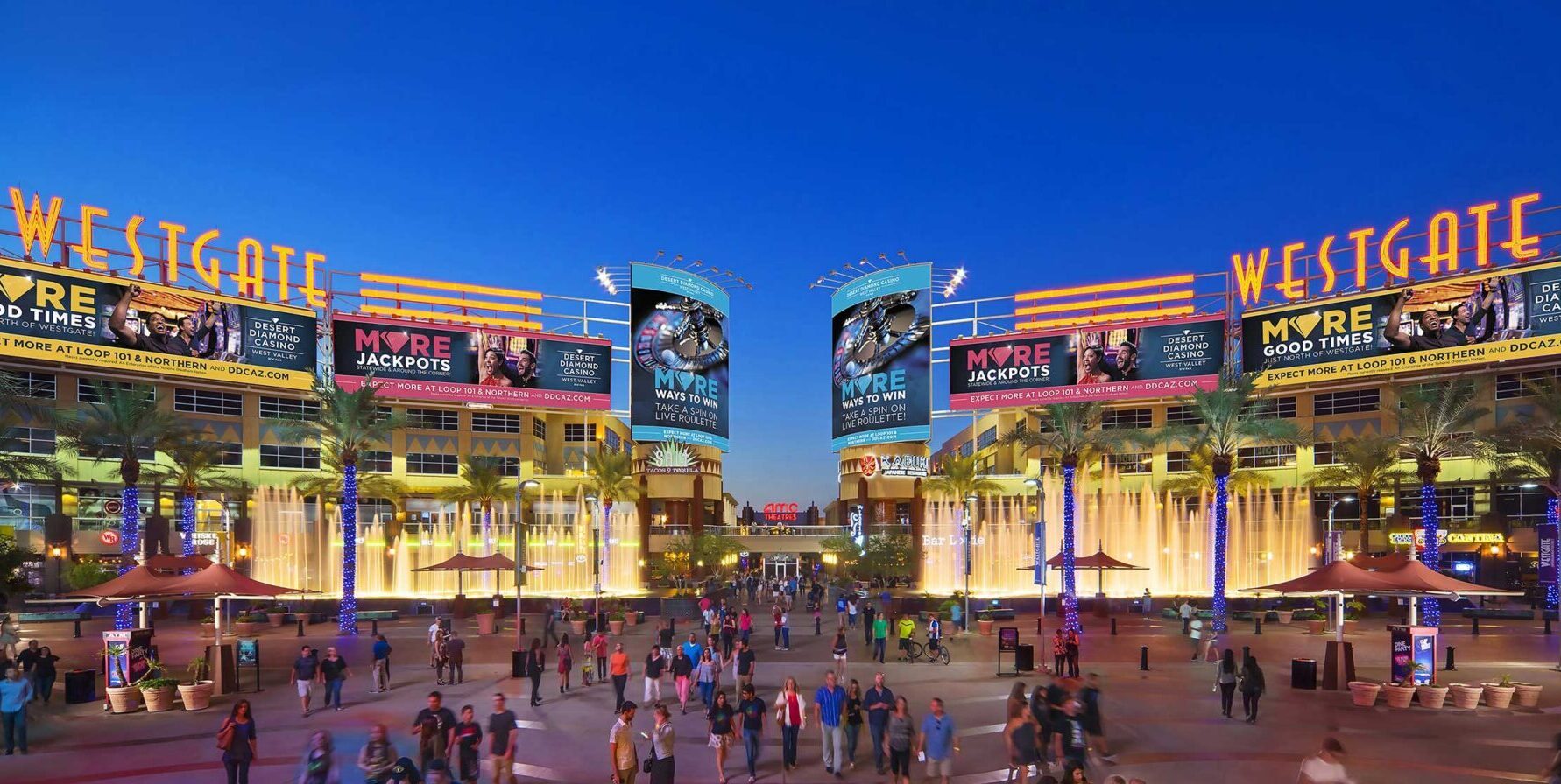Westgate Entertainment District in Glendale, Arizona. The restaurant and event plaza served by KryoFridge cold storage