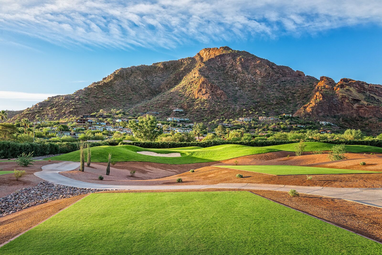 Scottsdale golf resort fairway against a desert mountain, representing club banquets that require cold storage