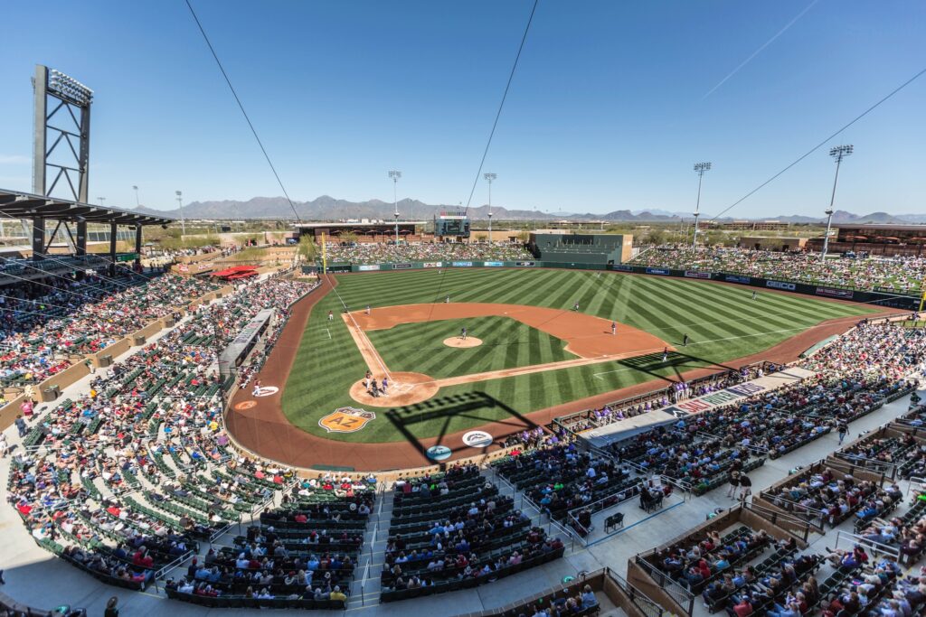 Spring training baseball stadium in Scottsdale during Cactus League games
