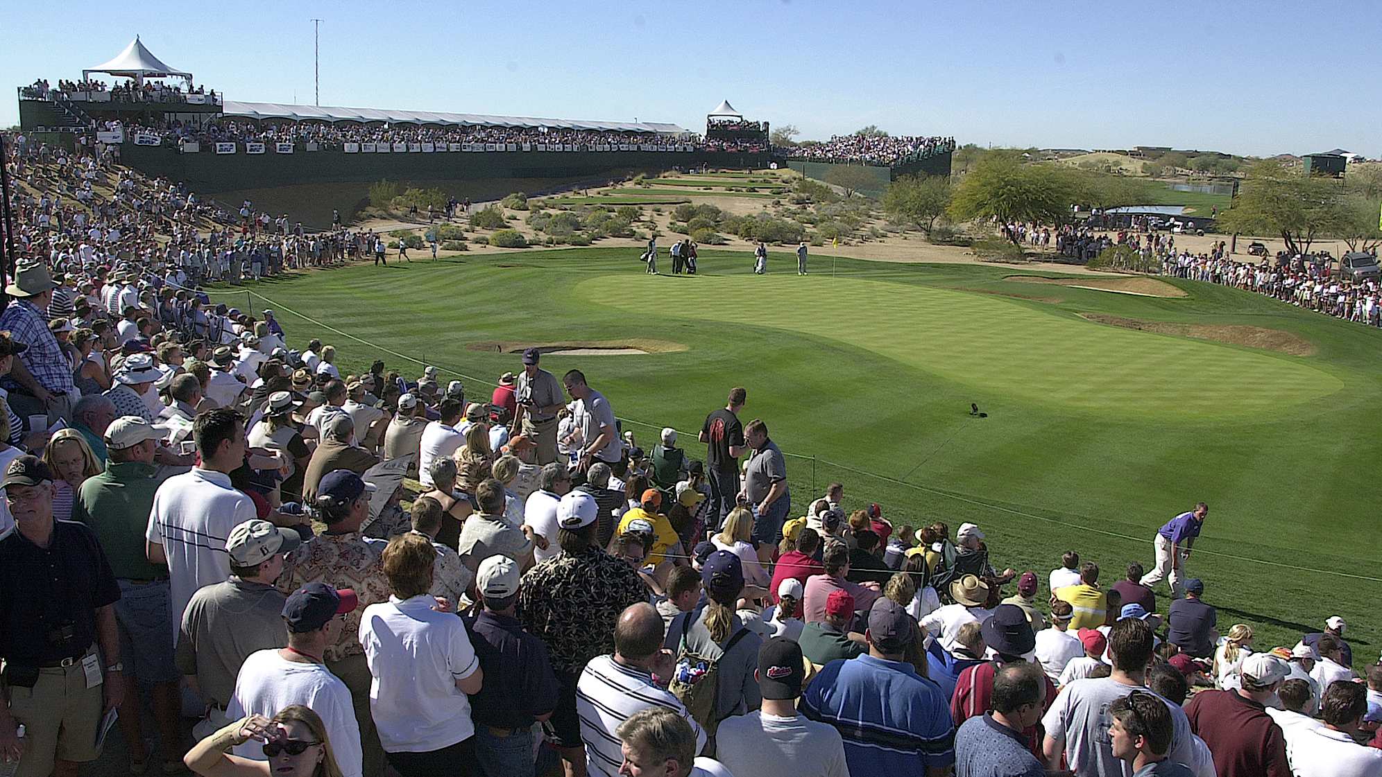 Massive crowd ringing a green at the WM Phoenix Open at TPC Scottsdale, the kind of event that drives huge cold-storage demand