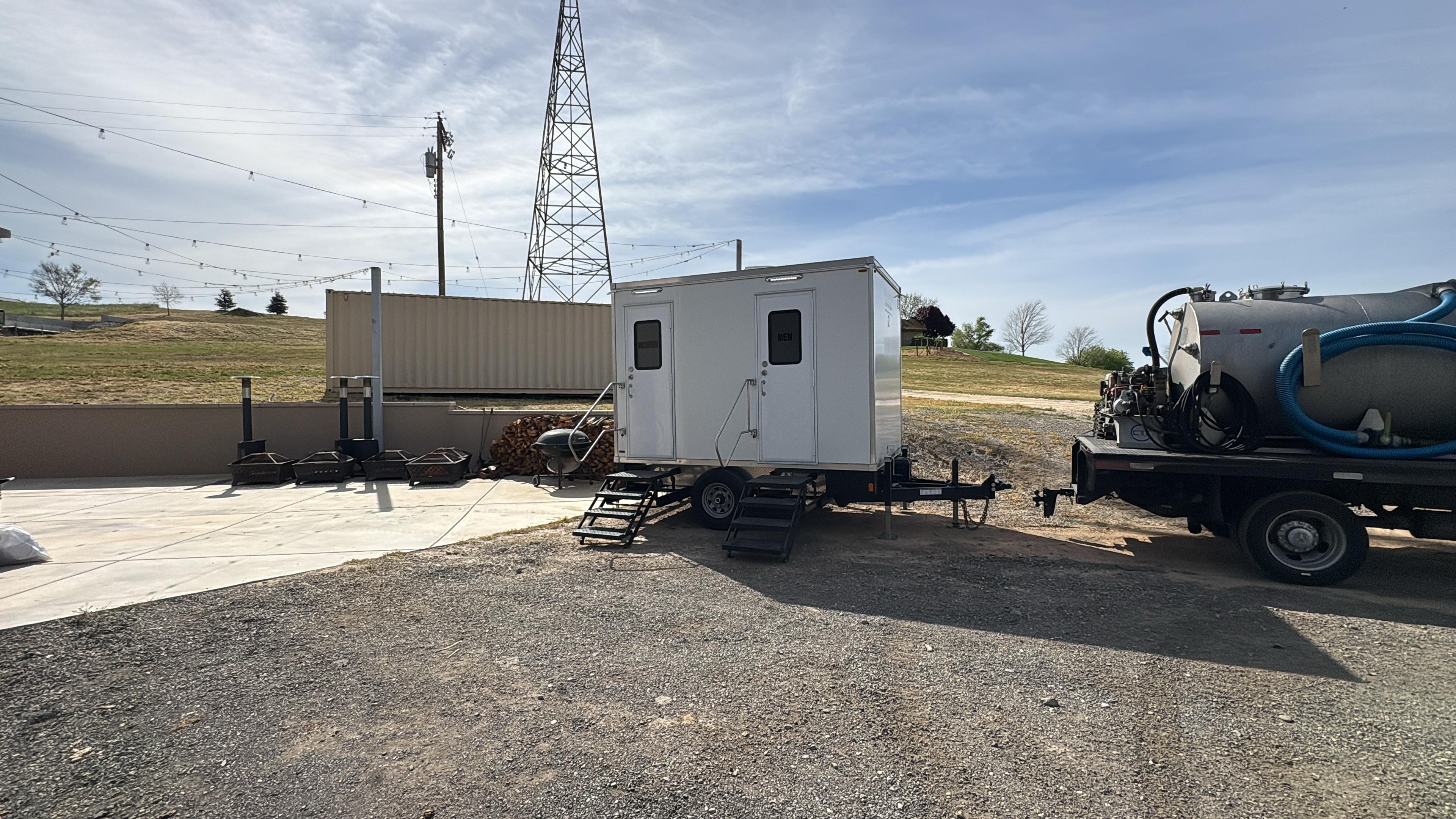 KryoFridge freezer trailer staged in a commercial back lot, side view