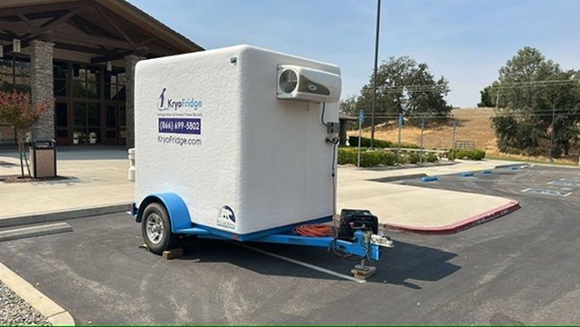 Two KryoFridge reefer trailers locked on deep freeze for a Saugus cold storage job
