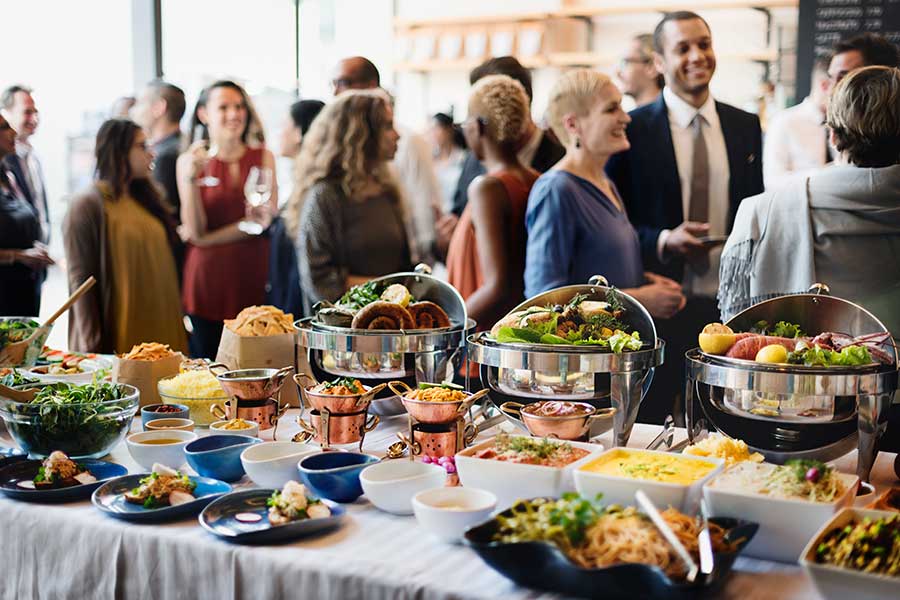 Catered buffet service near Stevenson Ranch supported by a Santa Clarita refrigerated trailer rental