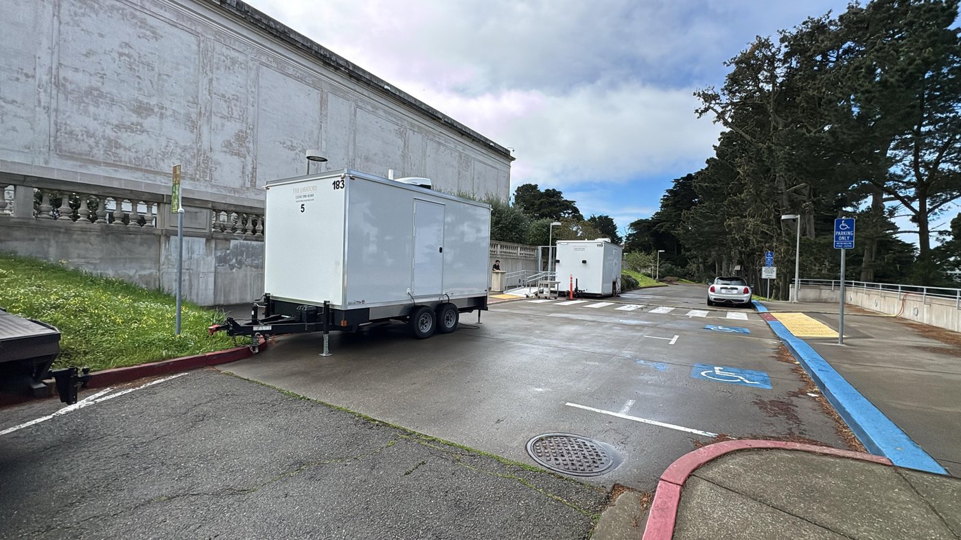 KryoFridge freezer trailer staged in a commercial parking lot for a Silicon Valley cold-storage job