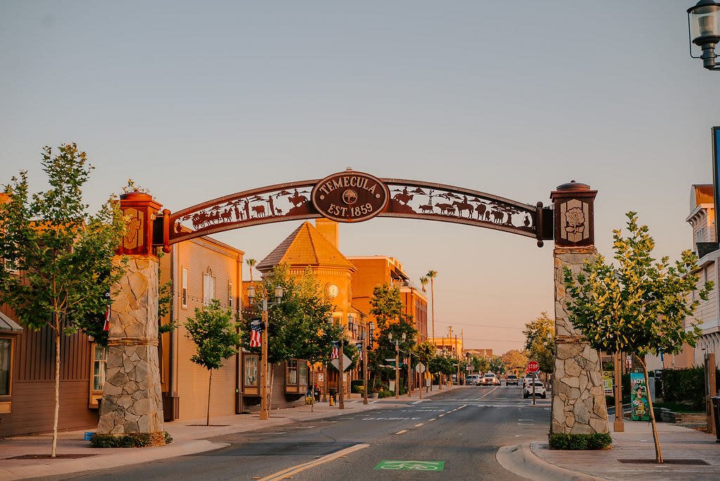 Old Town Temecula's historic Front Street entry arch, a landmark district KryoFridge serves with cold storage