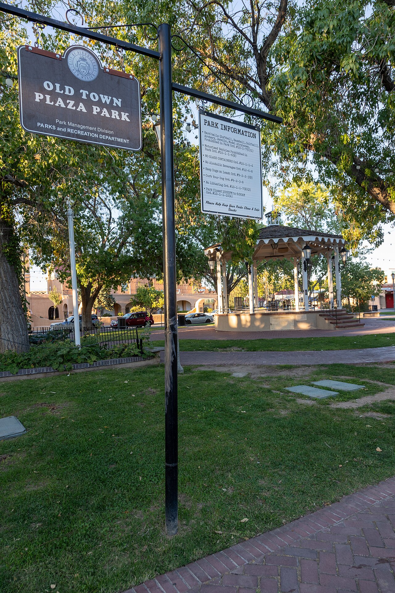 Old Town Plaza Park bandstand in Albuquerque, one of the historic districts KryoFridge serves with cold storage