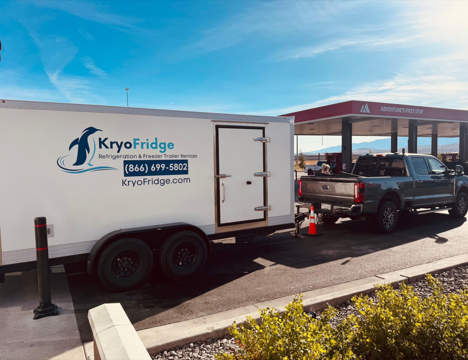 KryoFridge 16' Freezer Trailer set up for an outdoor event
