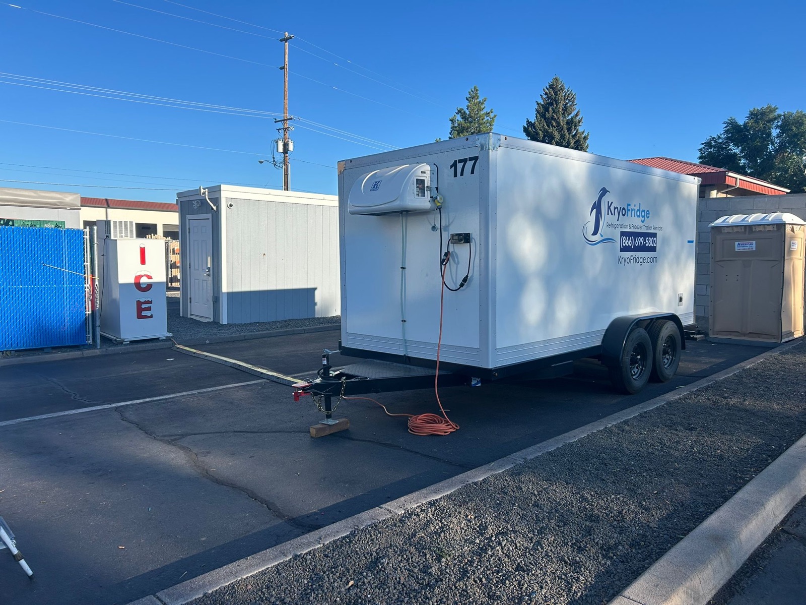 KryoFridge 16' Freezer Trailer set up for an outdoor event