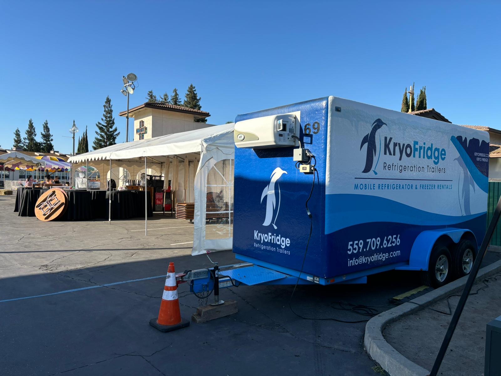 KryoFridge 16' Freezer Trailer set up for an outdoor event