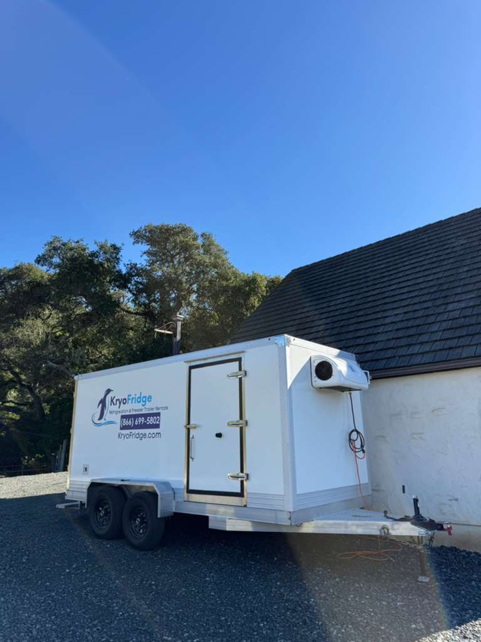 KryoFridge 16' Freezer Trailer delivered to a residential property