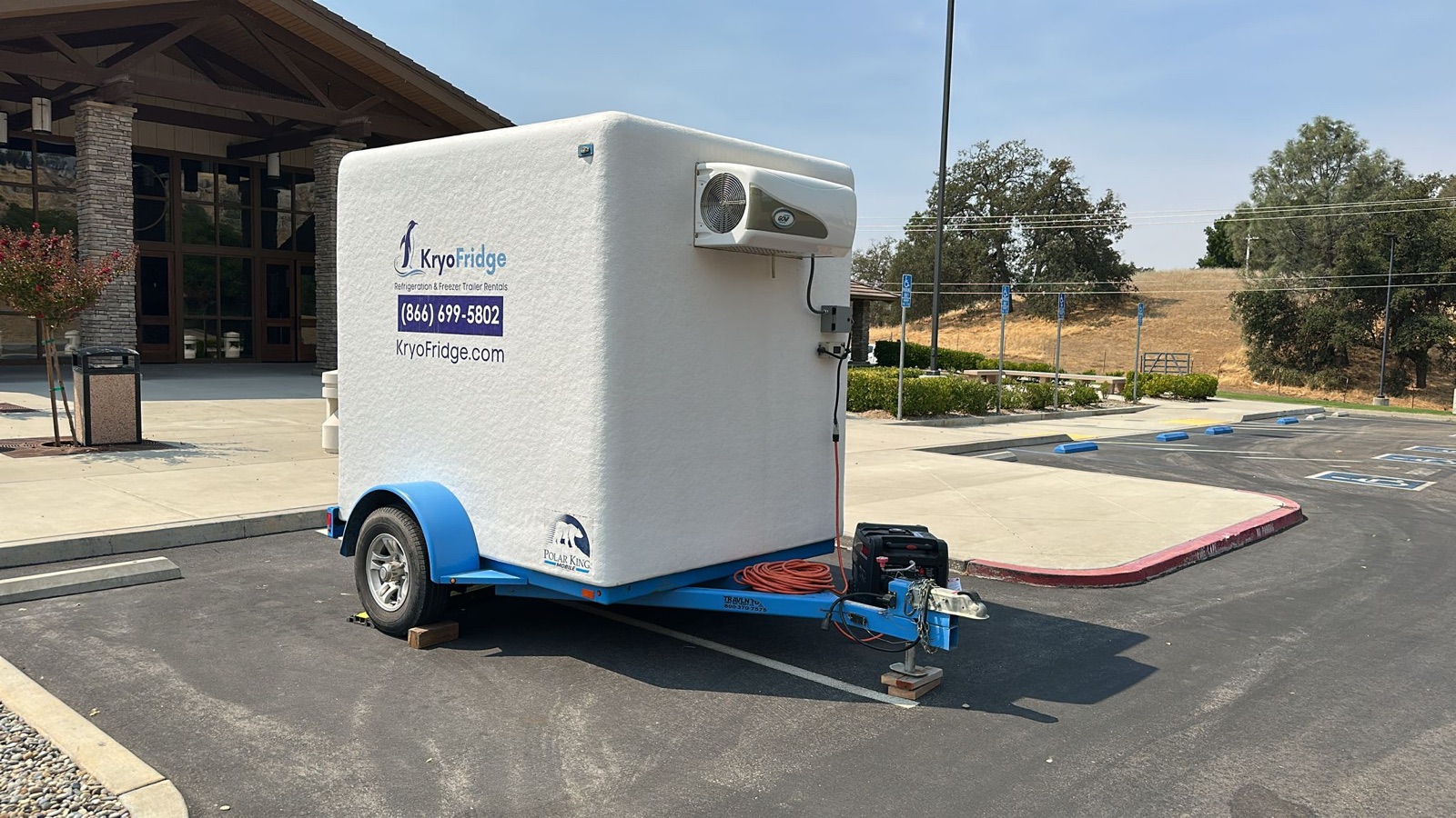 KryoFridge 8' Freezer Trailer set up for an outdoor event