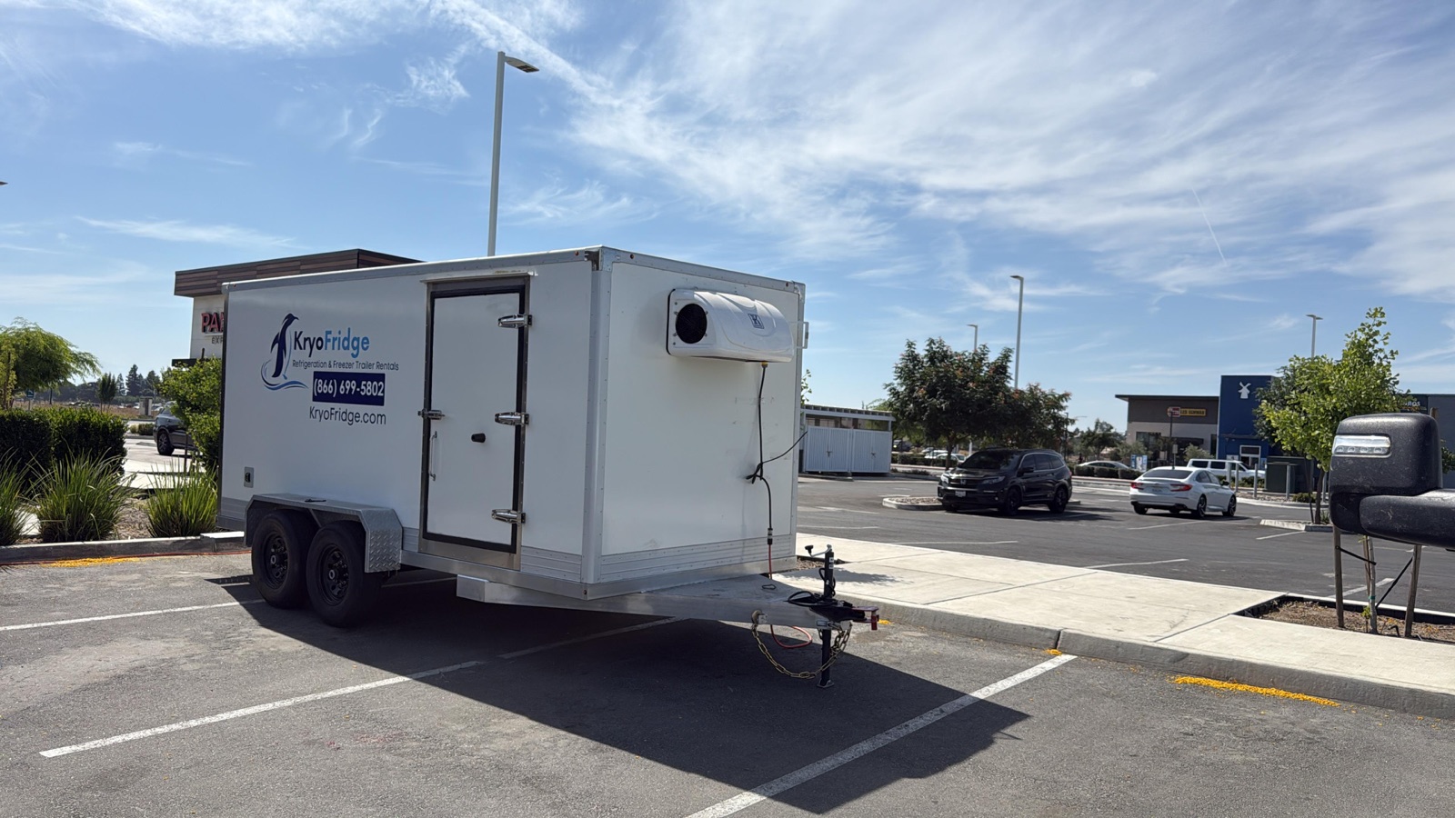 KryoFridge 8' Freezer Trailer set up for an outdoor event