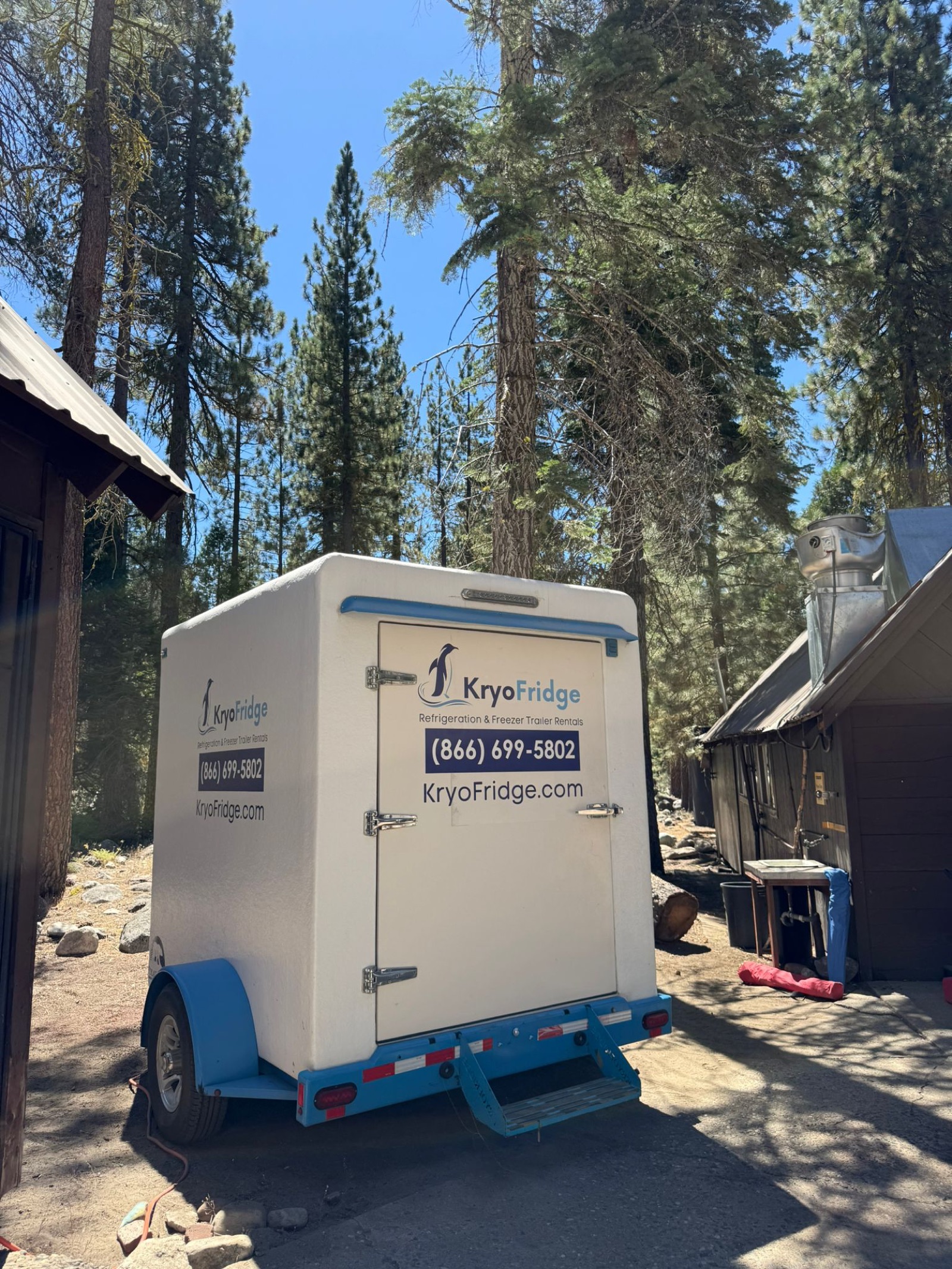 KryoFridge 8' Freezer Trailer set up for an outdoor event