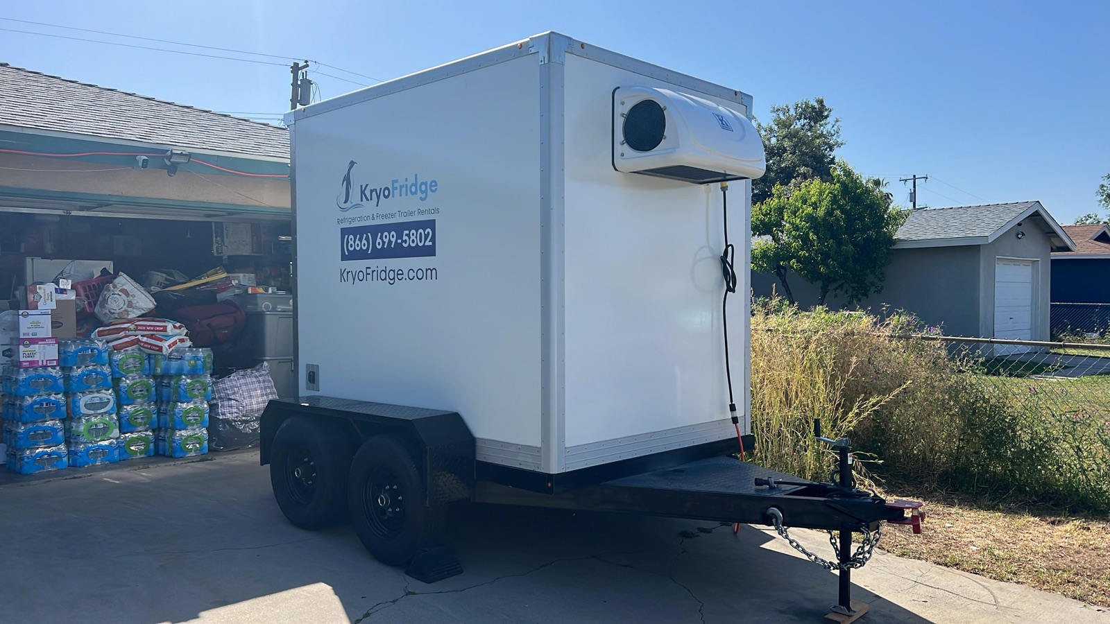 KryoFridge 8' Freezer Trailer delivered to a residential property