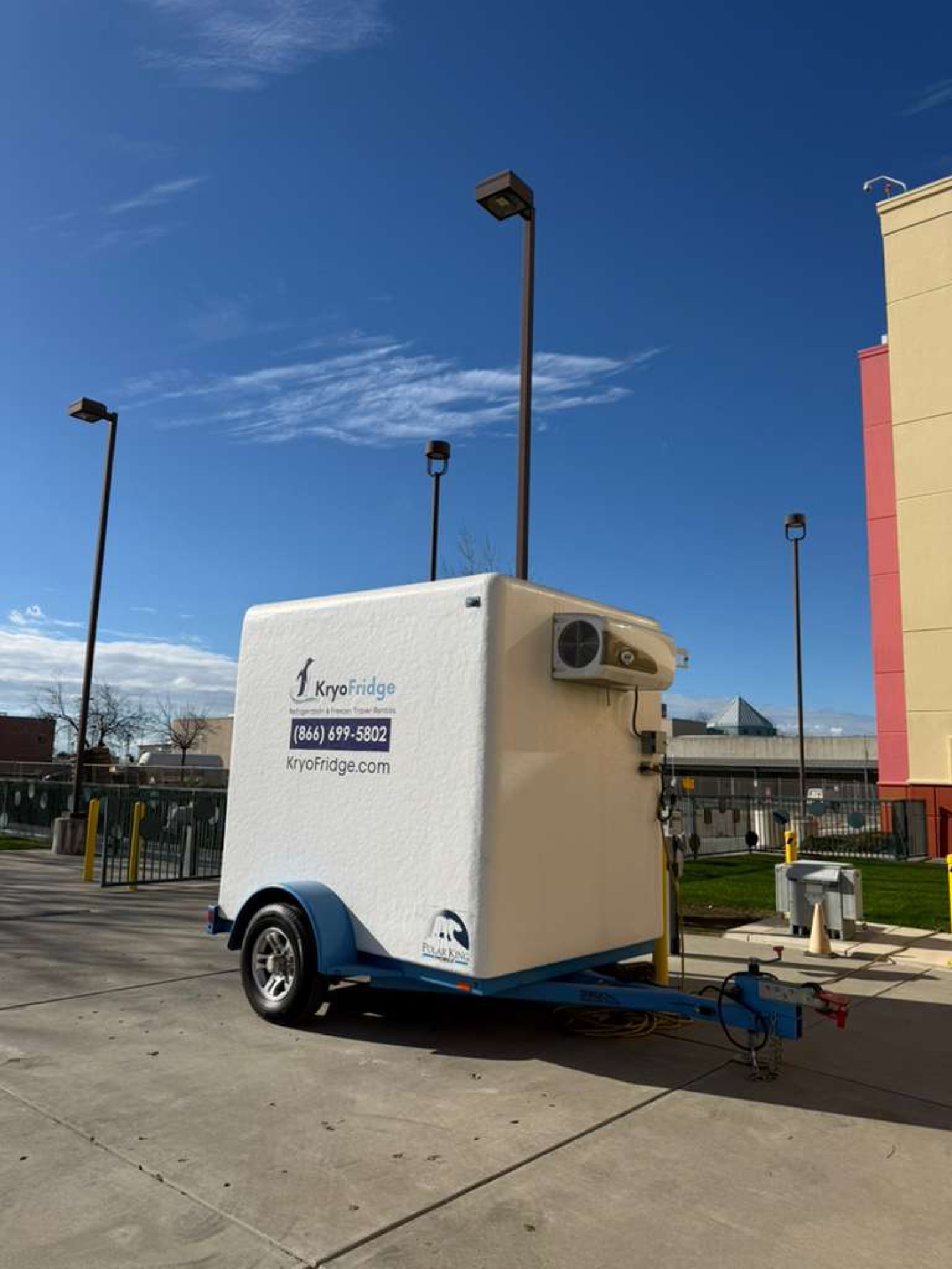KryoFridge Refrigeration Trailer set up for an outdoor event