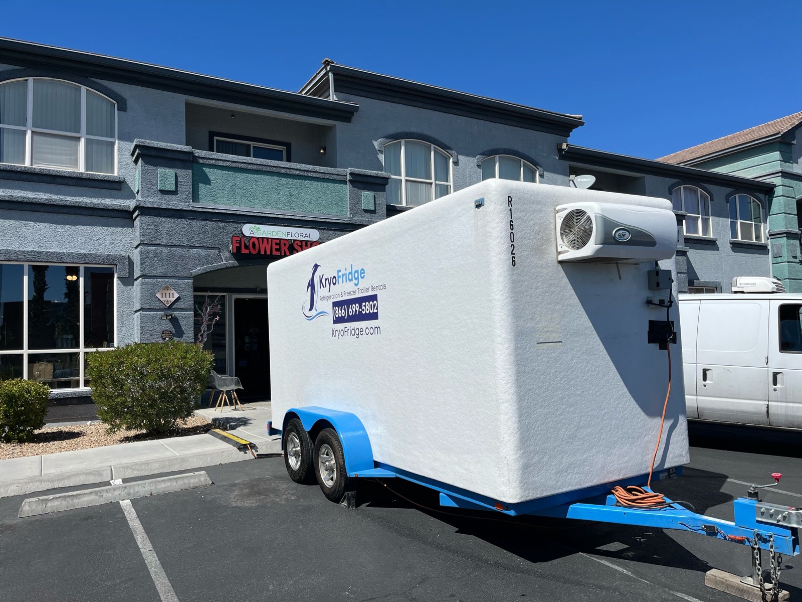 KryoFridge Refrigeration Trailer set up for an outdoor event
