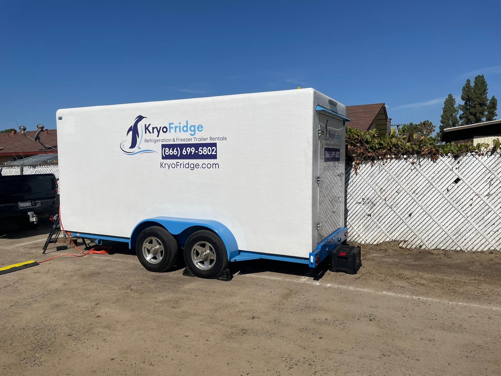 KryoFridge Refrigeration Trailer set up for an outdoor event