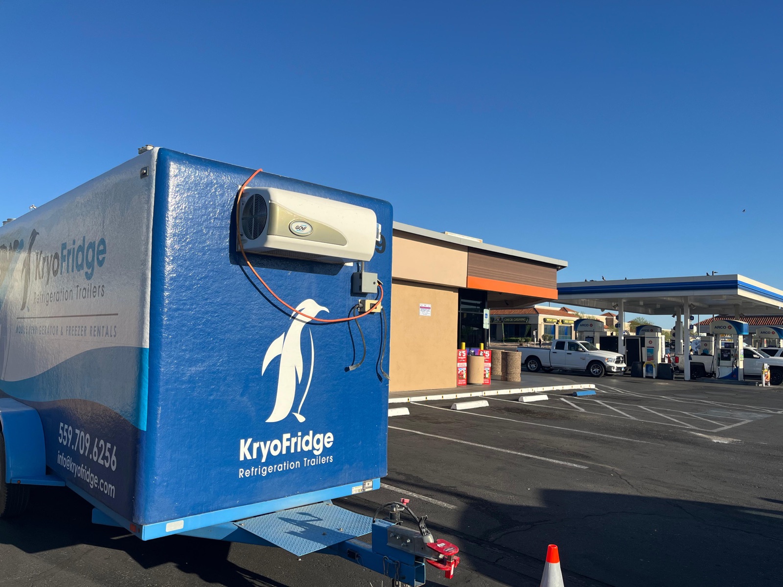 KryoFridge Refrigeration Trailer set up for an outdoor event
