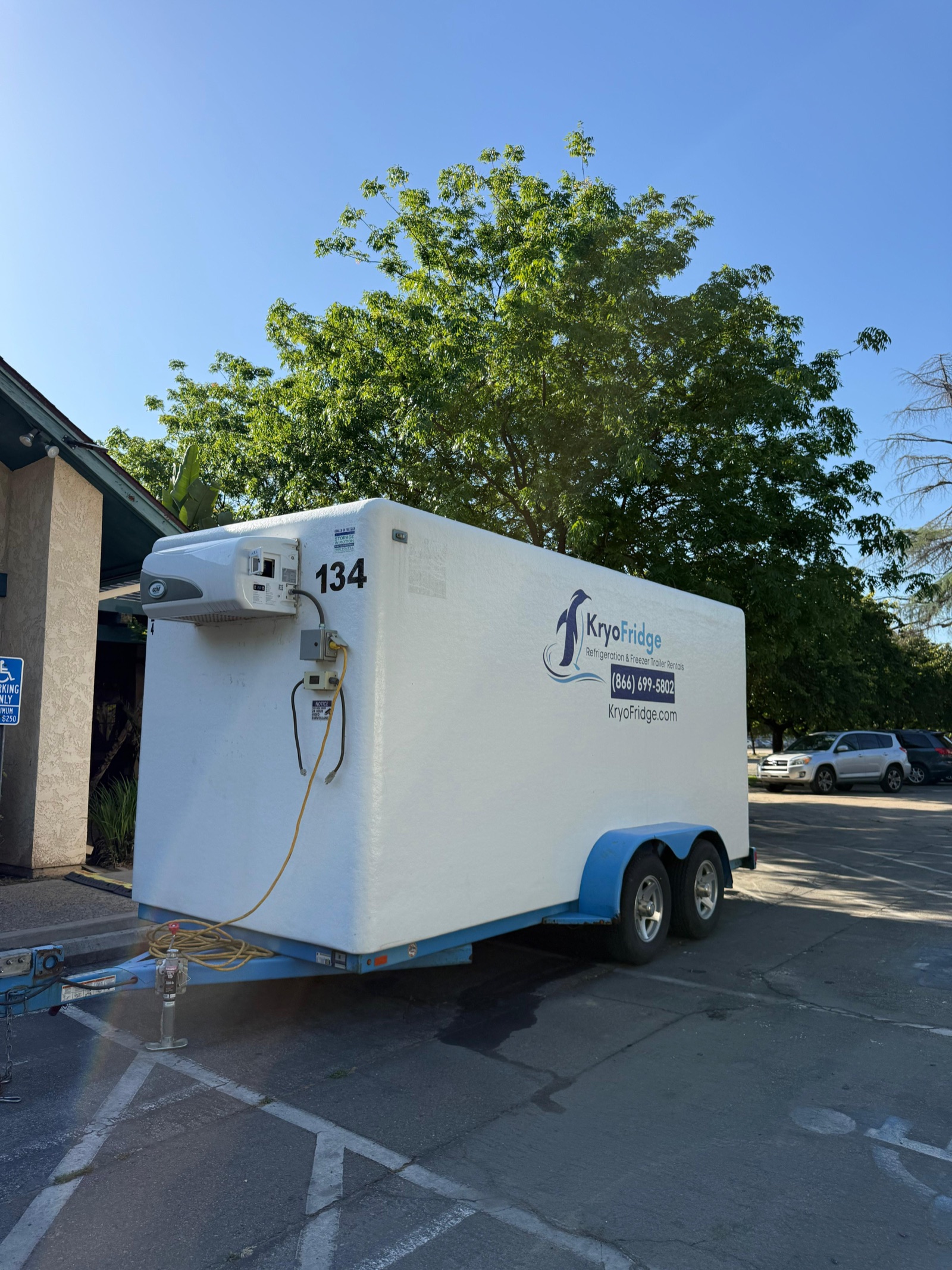 KryoFridge Refrigeration Trailer set up for an outdoor event