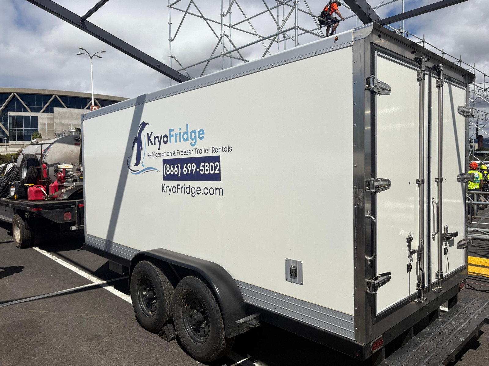 KryoFridge Refrigeration Trailer set up for an outdoor event