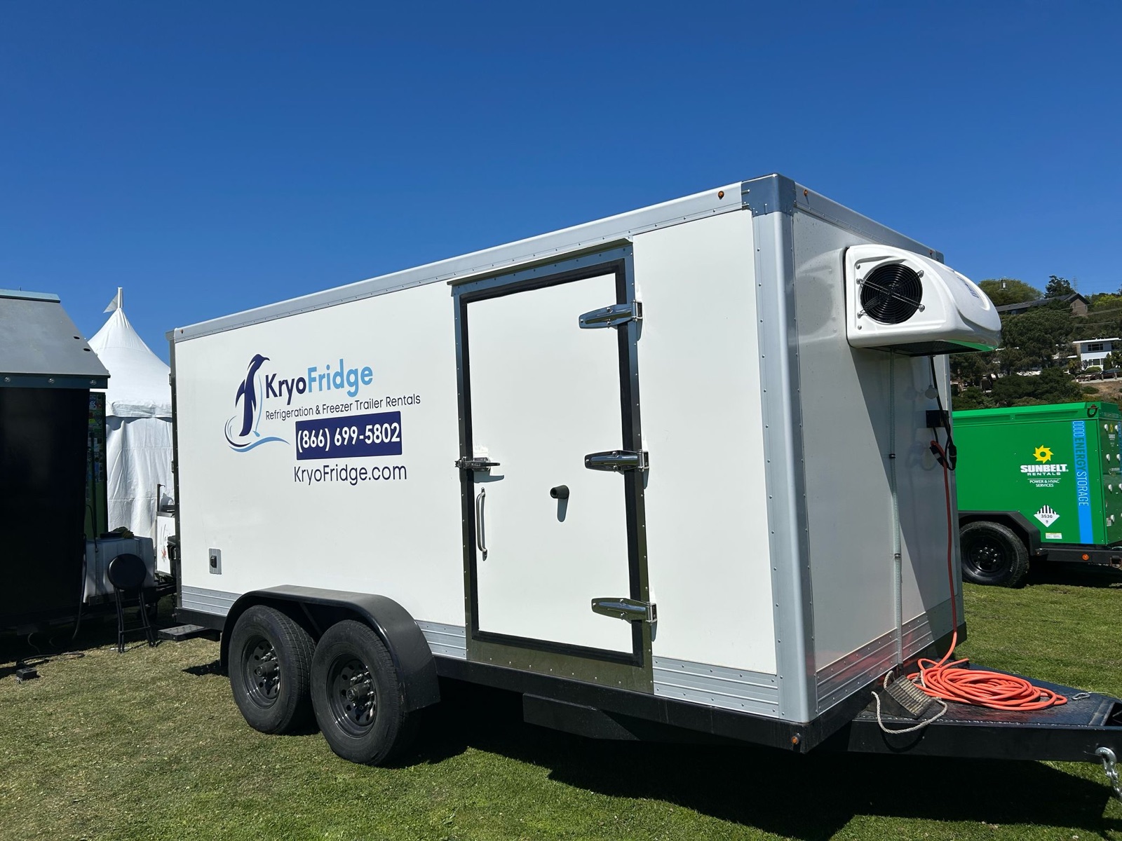 KryoFridge Refrigeration Trailer set up for an outdoor event