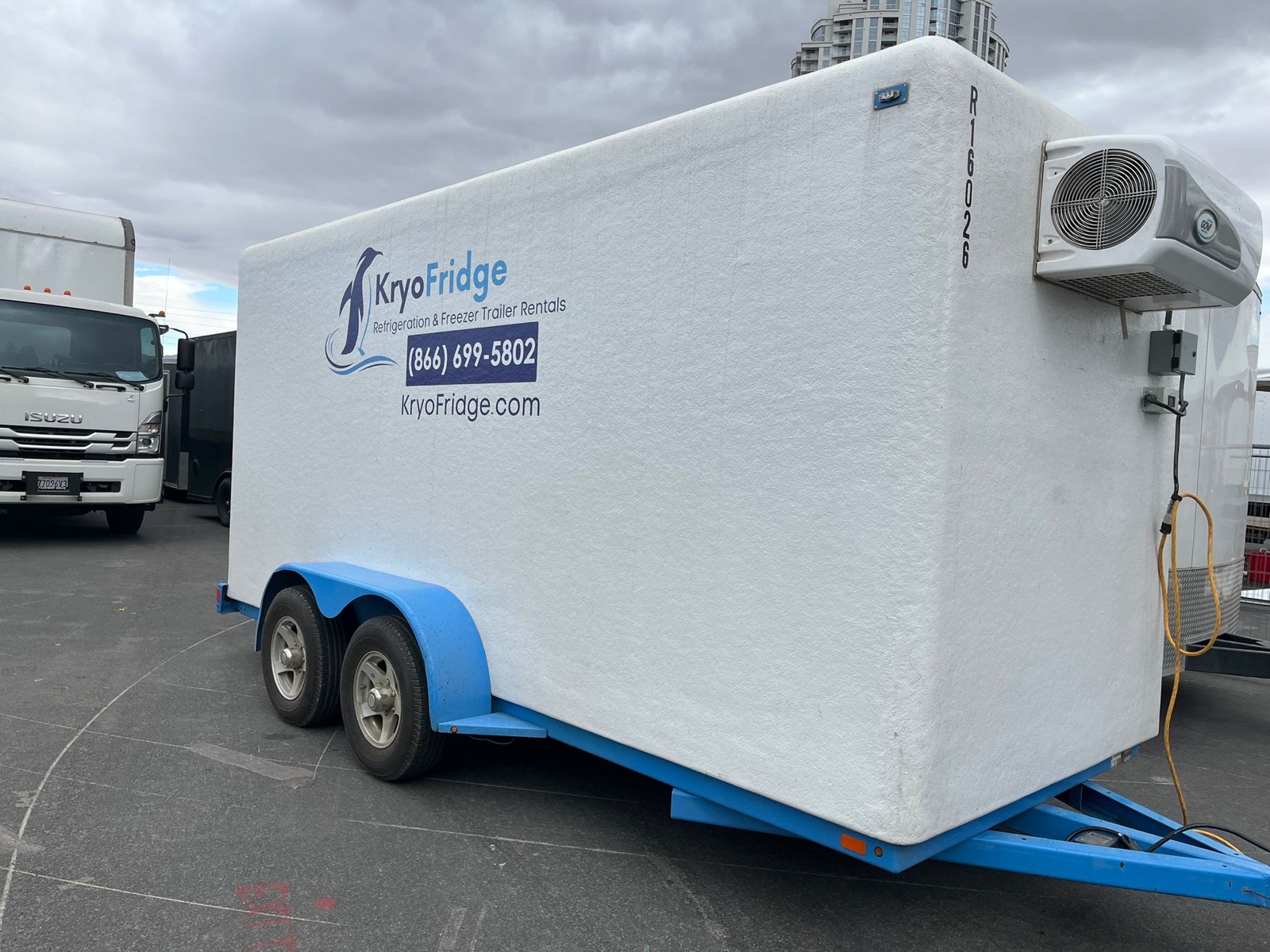KryoFridge Refrigeration Trailer set up for an outdoor event