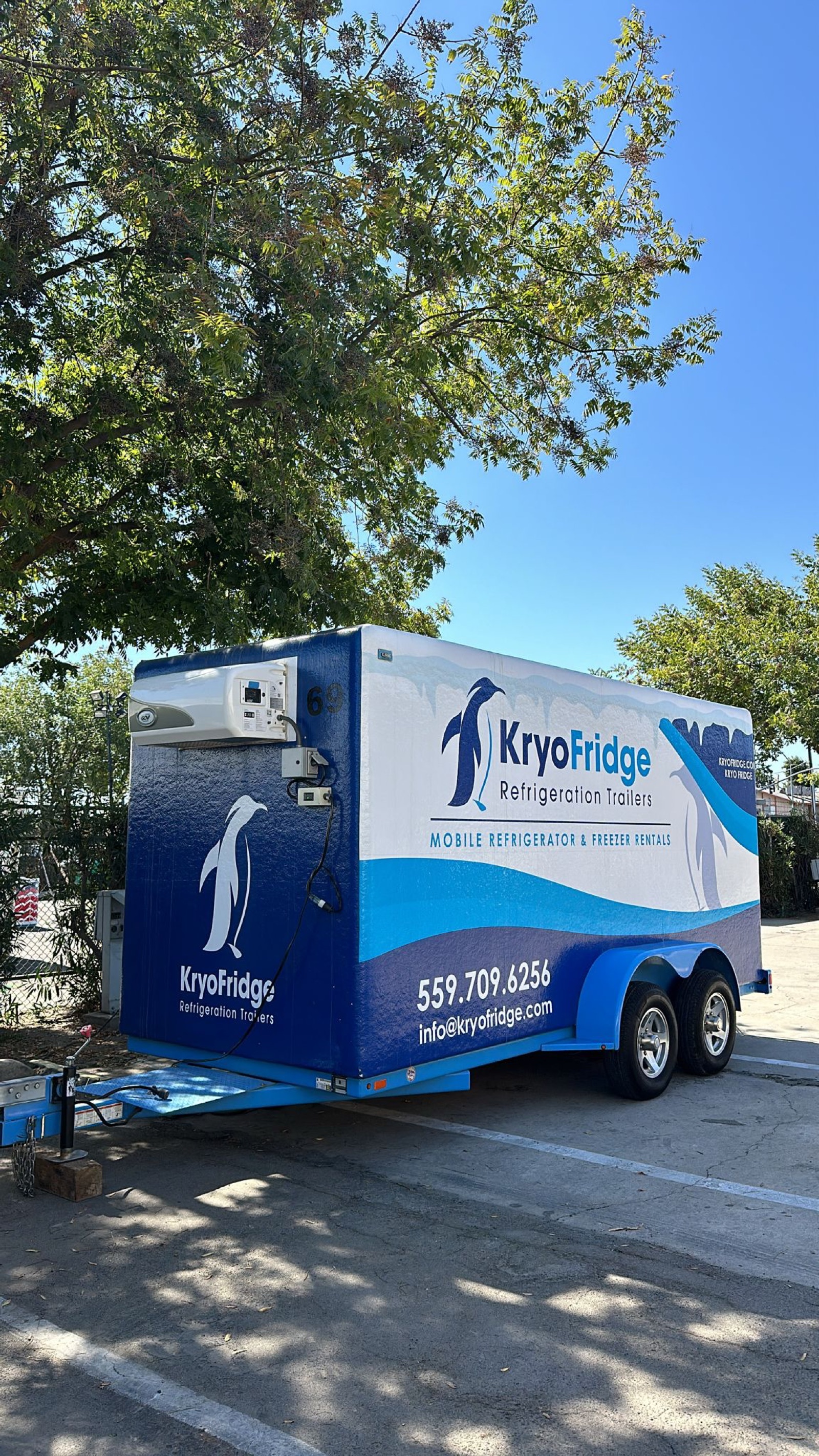 KryoFridge Refrigeration Trailer set up for an outdoor event