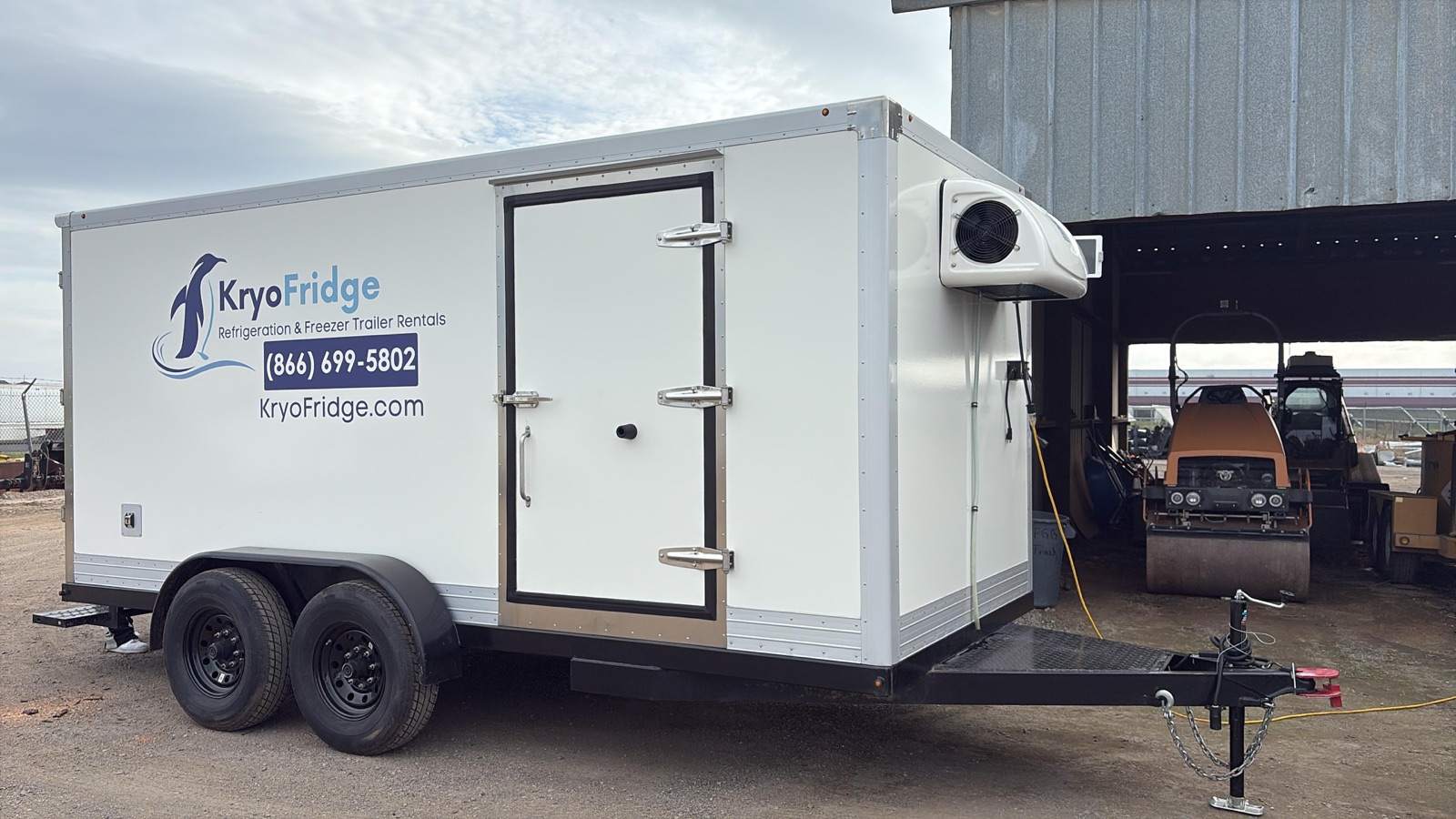 KryoFridge Refrigeration Trailer on an industrial yard