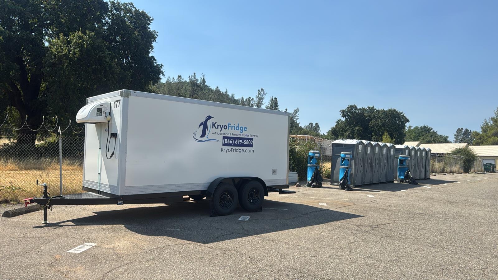 KryoFridge Refrigeration Trailer on an industrial yard