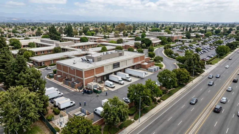 Imperial Highway and Rancho Los Amigos, Downey freezer trailer service area