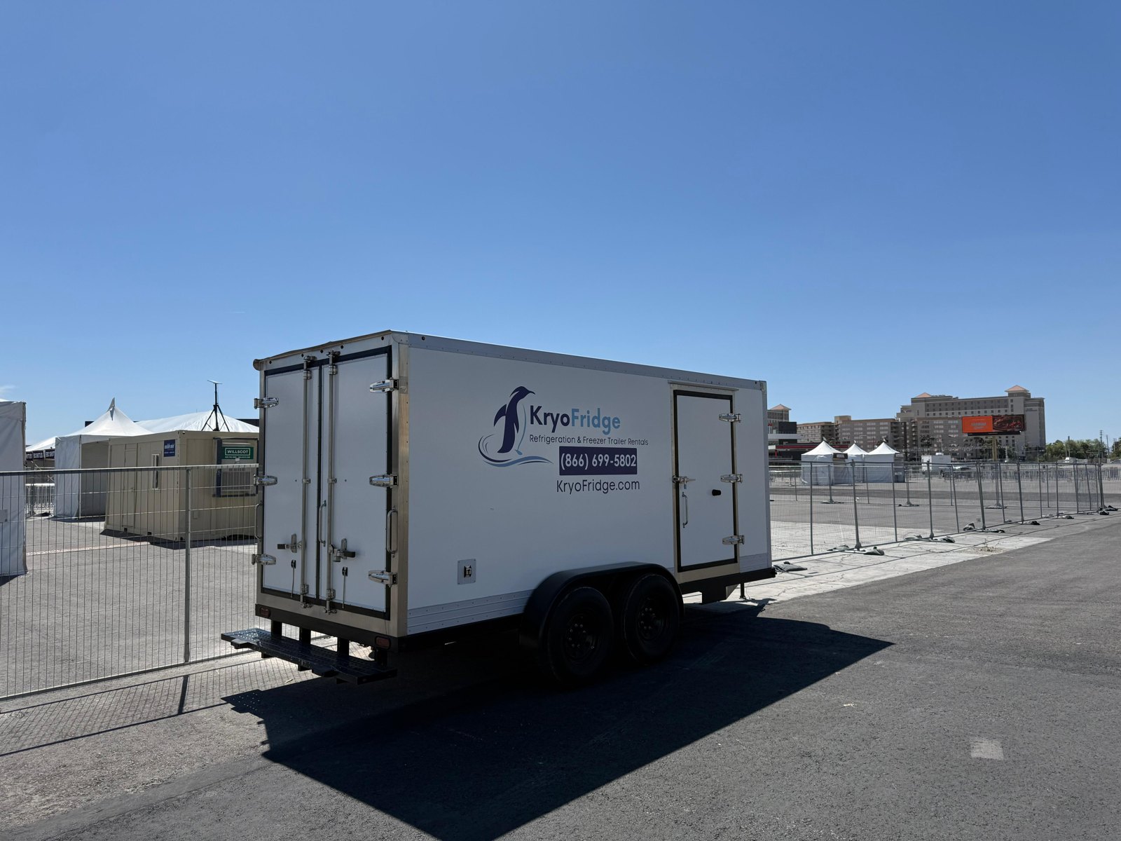 KryoFridge freezer trailer staged for a Arizona delivery