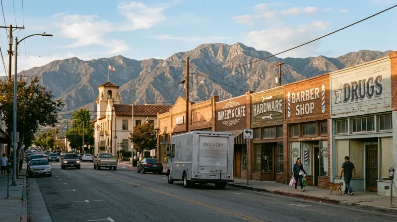 Downtown Rialto and Riverside Avenue, Rialto freezer trailer service area