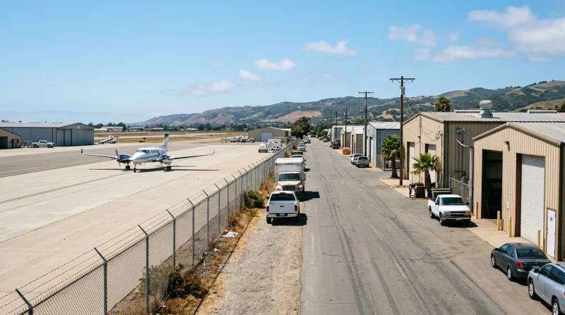 Santa Maria Public Airport and Skyway Drive, Santa Maria freezer trailer service area