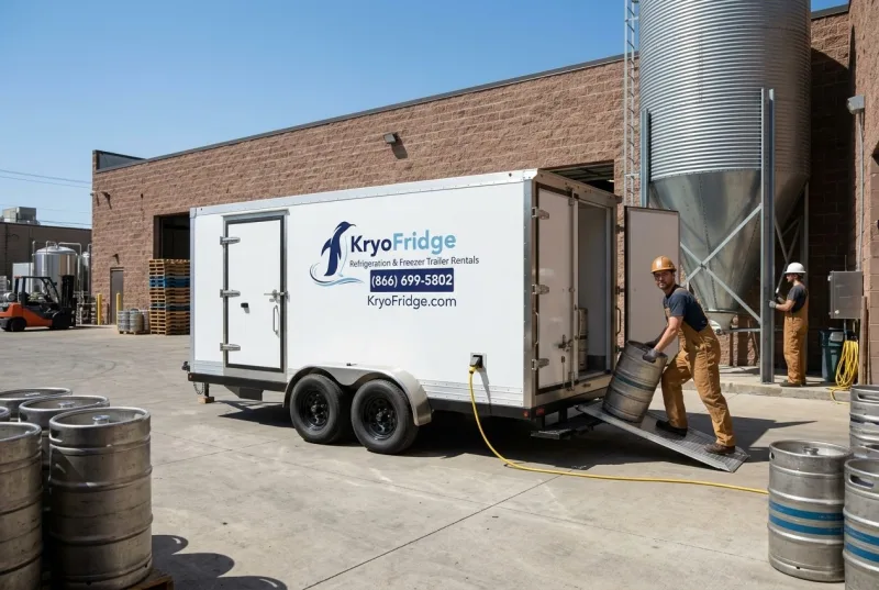 A plugged-in KryoFridge dual-purpose freezer and refrigerated trailer on a national account job around Oregon