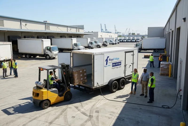 A clean white KryoFridge dual-purpose freezer and refrigerated trailer on a national account job around Honolulu
