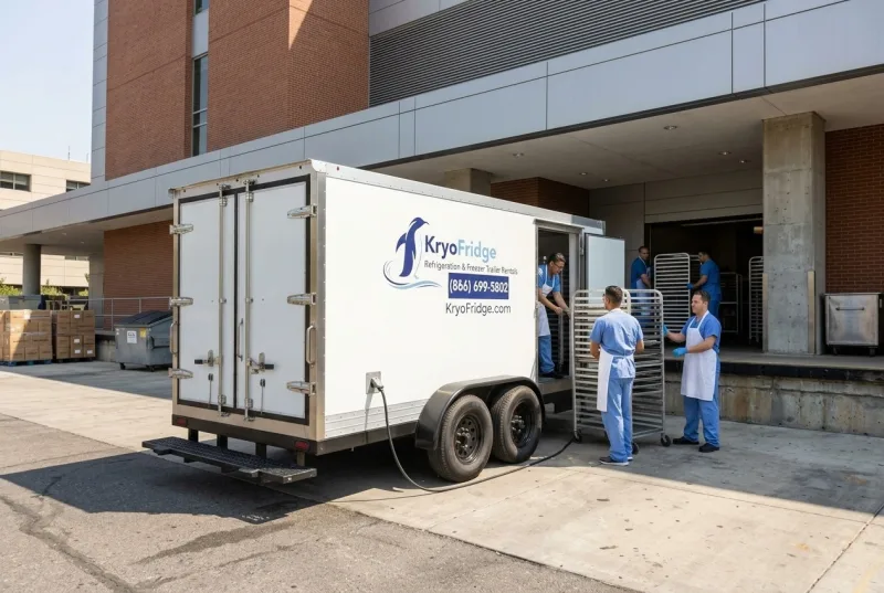 A plugged-in KryoFridge portable refrigeration unit on a national account job around Simi Valley