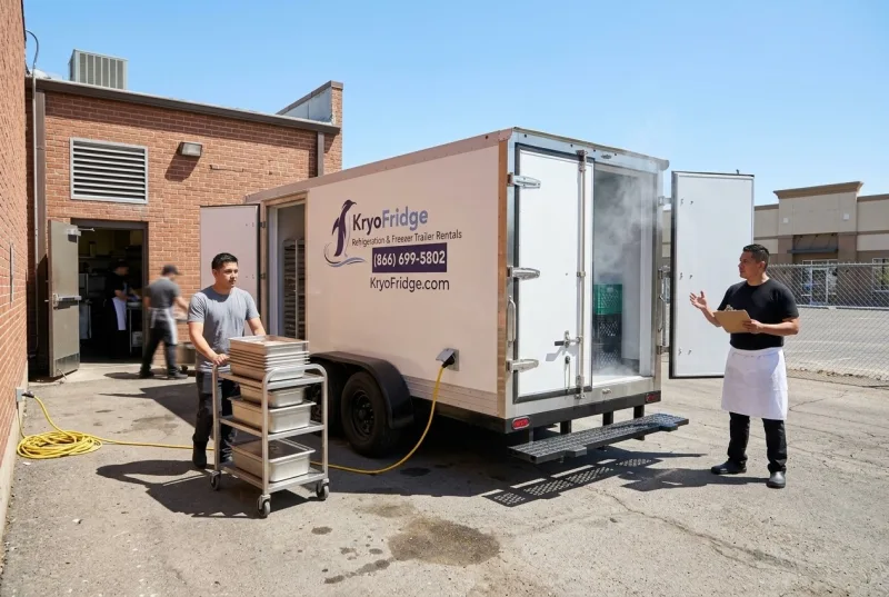 A plugged-in KryoFridge refrigerated trailer on a national account job around Washington