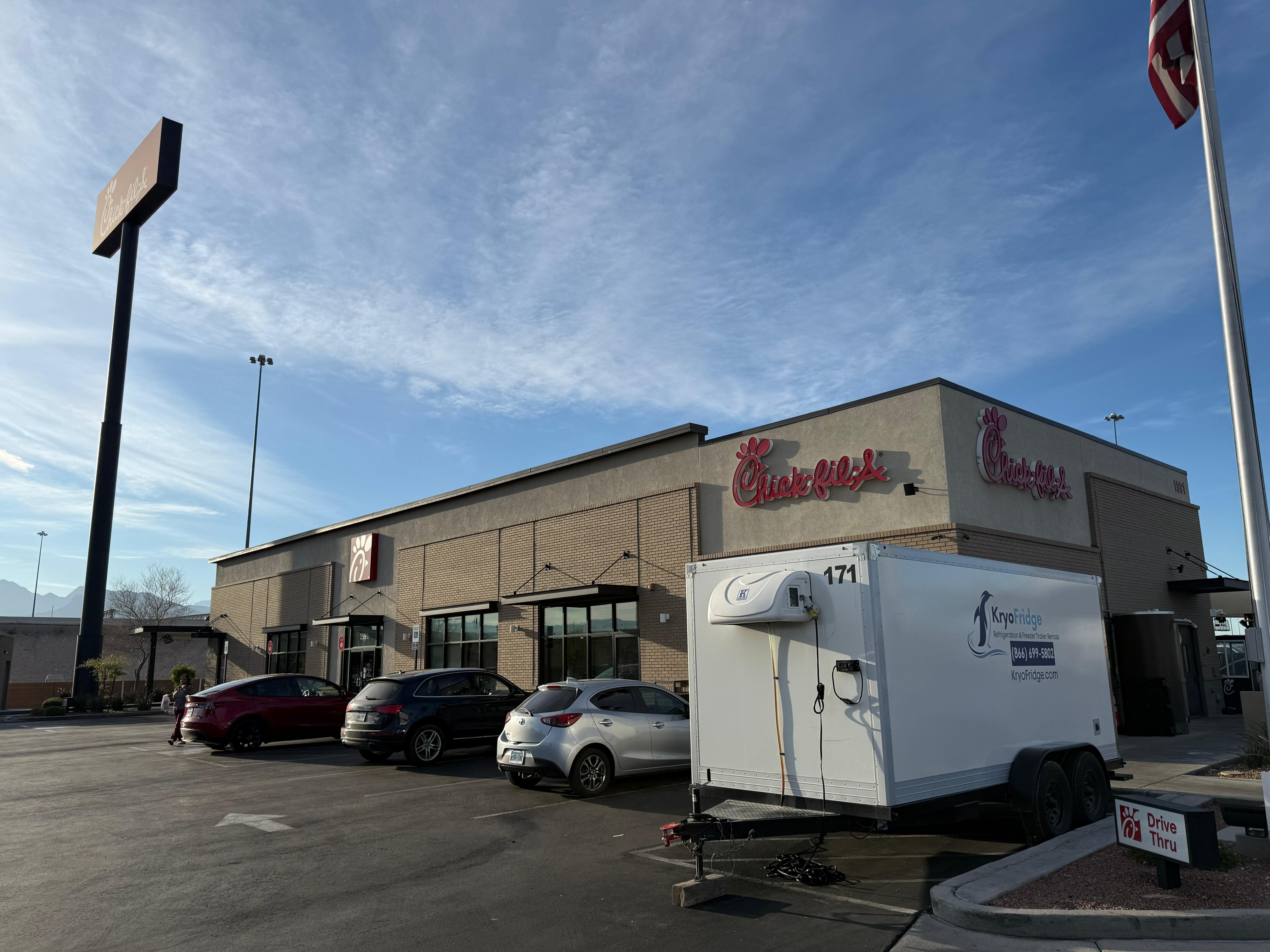 KryoFridge cold-storage unit delivered to Chick-fil-A