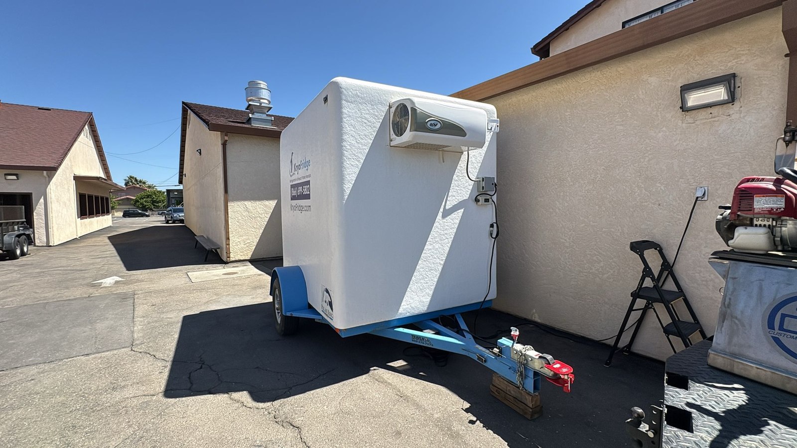 KryoFridge portable refrigeration unit drawing from a dedicated circuit on a Goodyear site