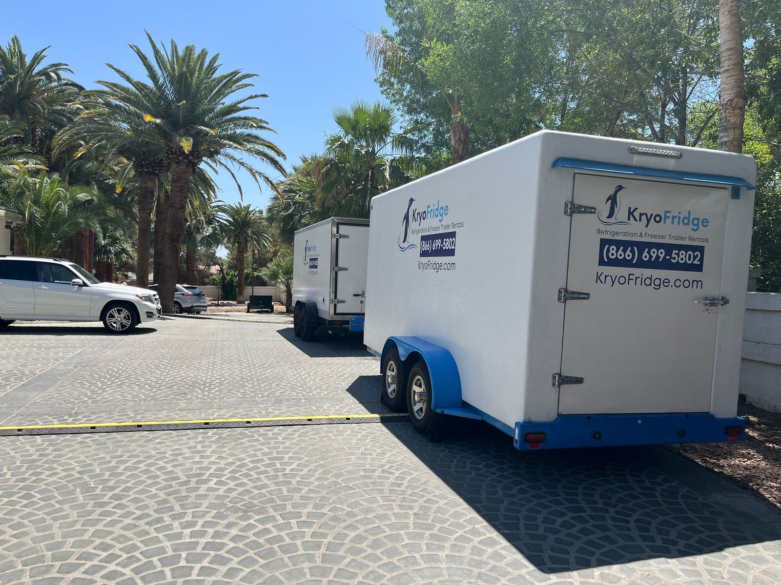 A rented cold chain trailer set up for Dove season game storage around Yuma