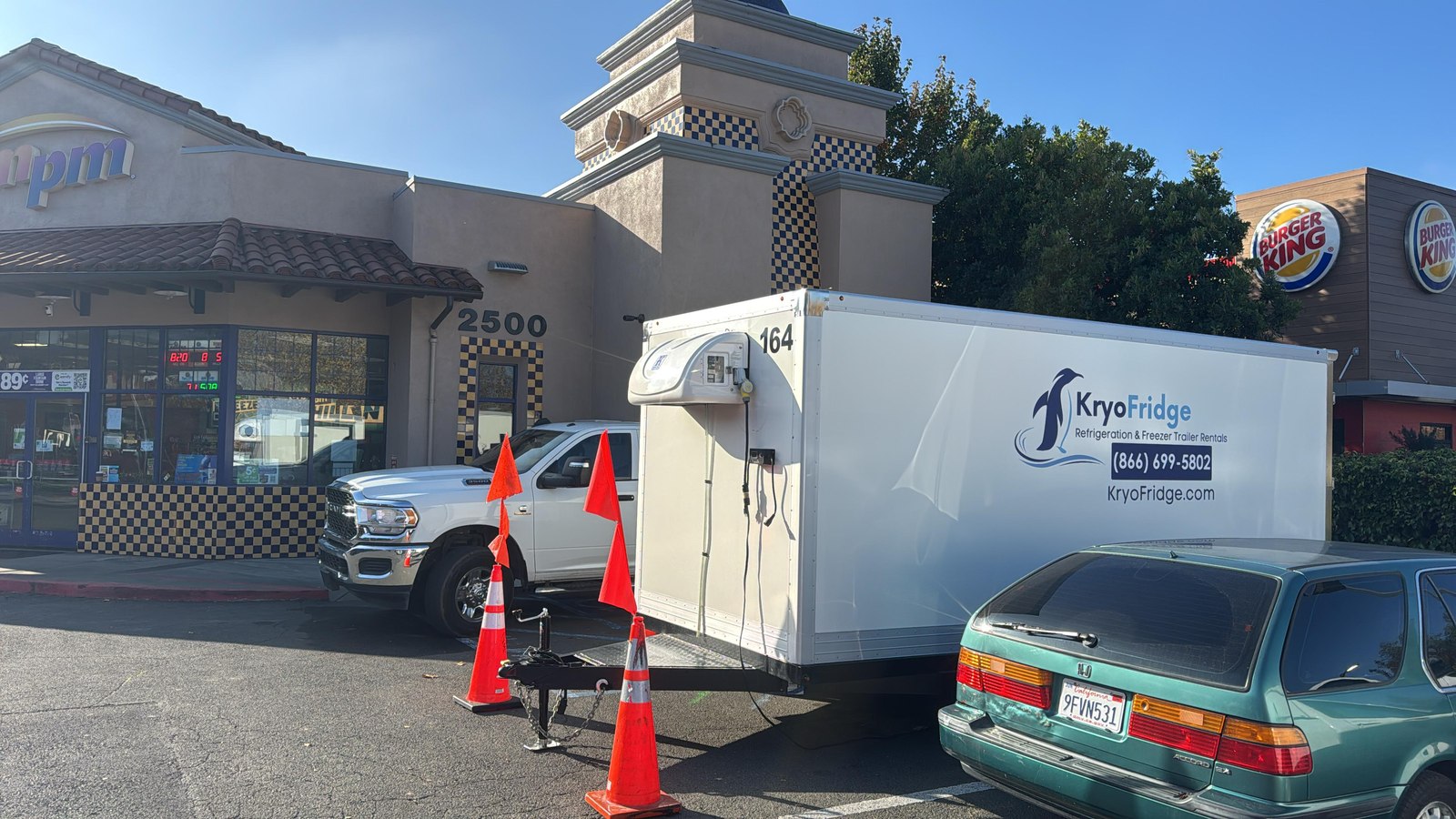 Flagship KryoFridge 16' Utility cold-storage trailer pre-cooled for rental in Yuma
