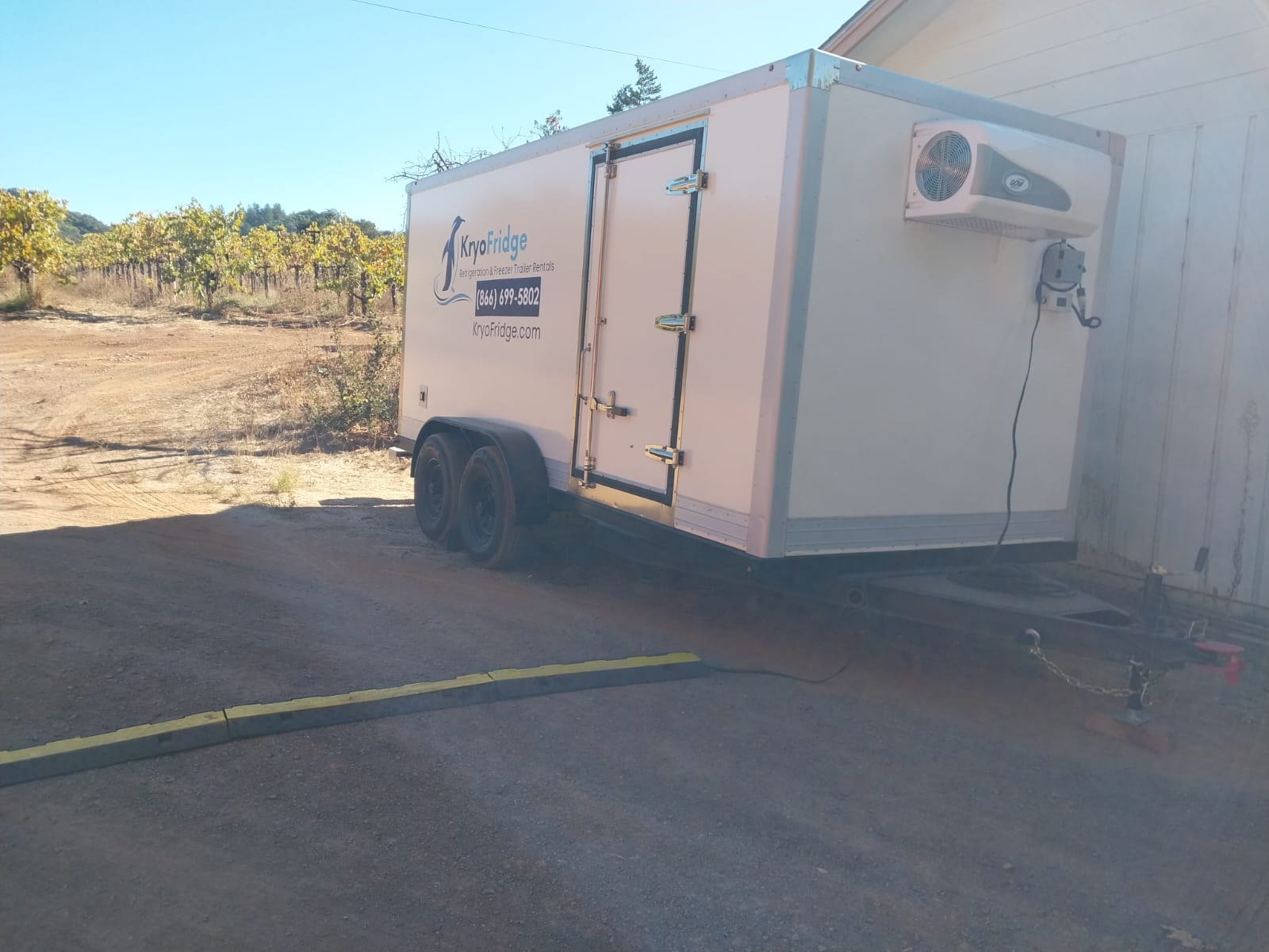 A KryoFridge freezer trailer covering WCUSD and Covina-Valley school kitchens work in West Covina
