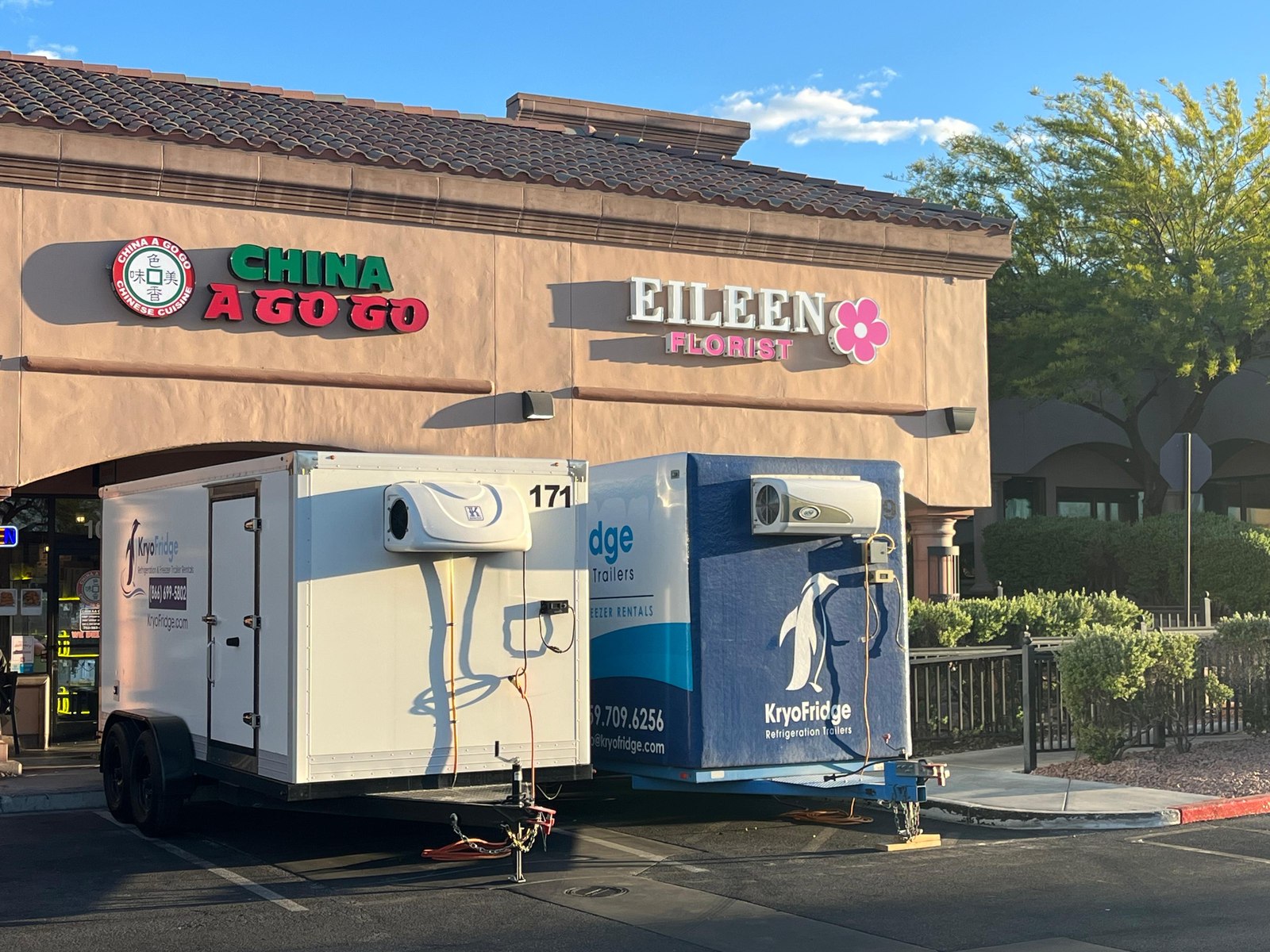 A road-ready KryoFridge freezer trailer supporting Balloon Fiesta week in Rio Rancho