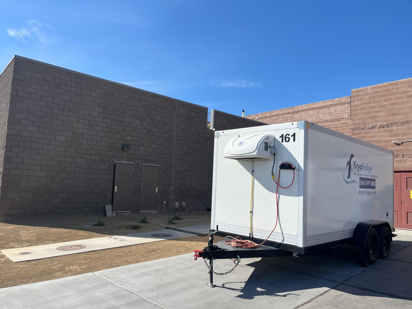 A freshly serviced KryoFridge refrigeration trailer supporting High school sports concessions in Rio Rancho