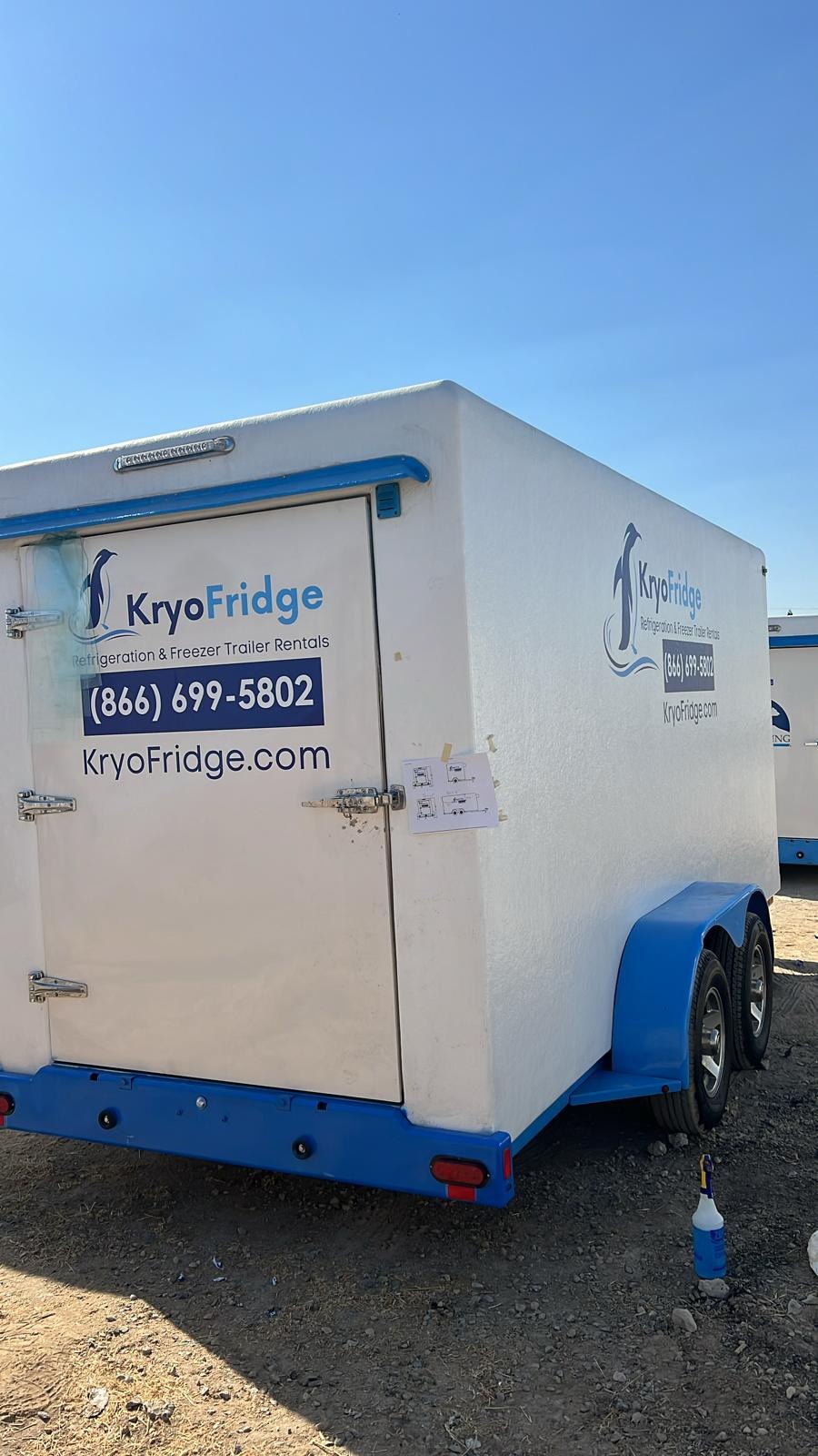 The flagship 16' Utility cold storage trailer, freshly serviced for rental in Killeen