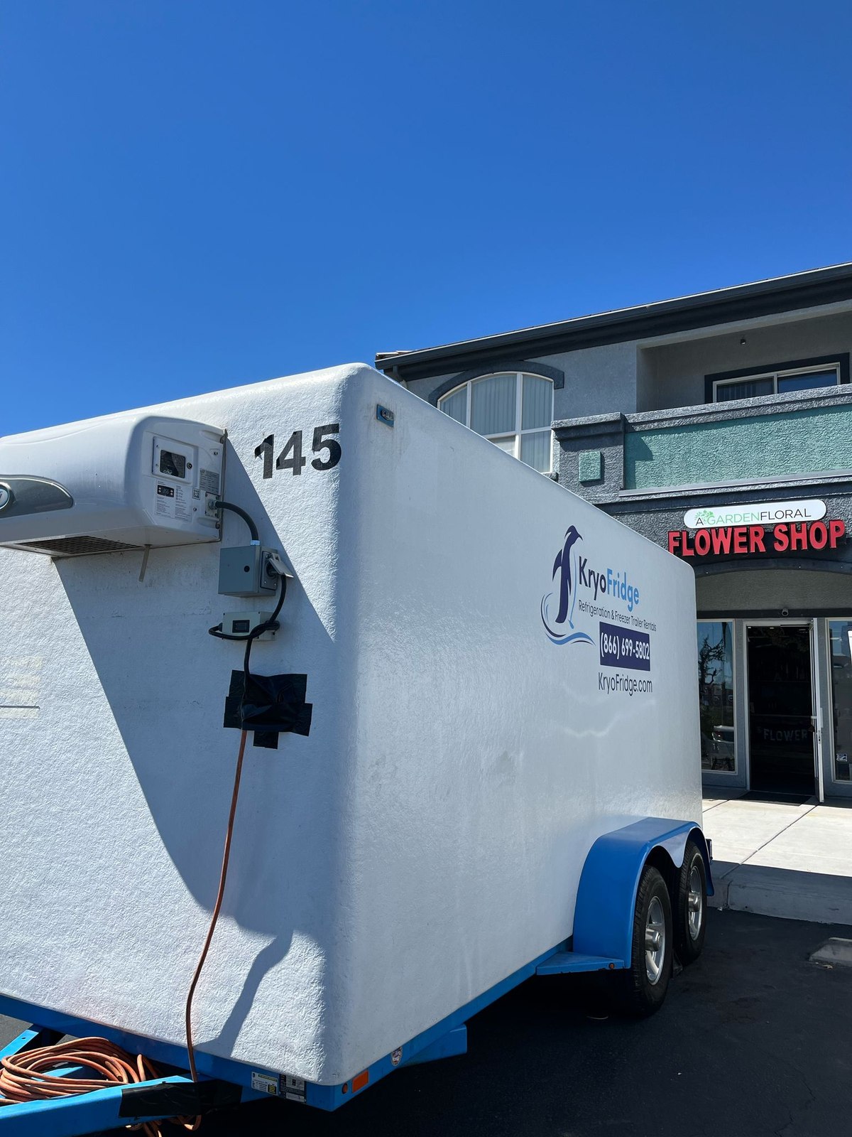 A clean white rental mobile cold storage unit from the KryoFridge fleet serving Killeen