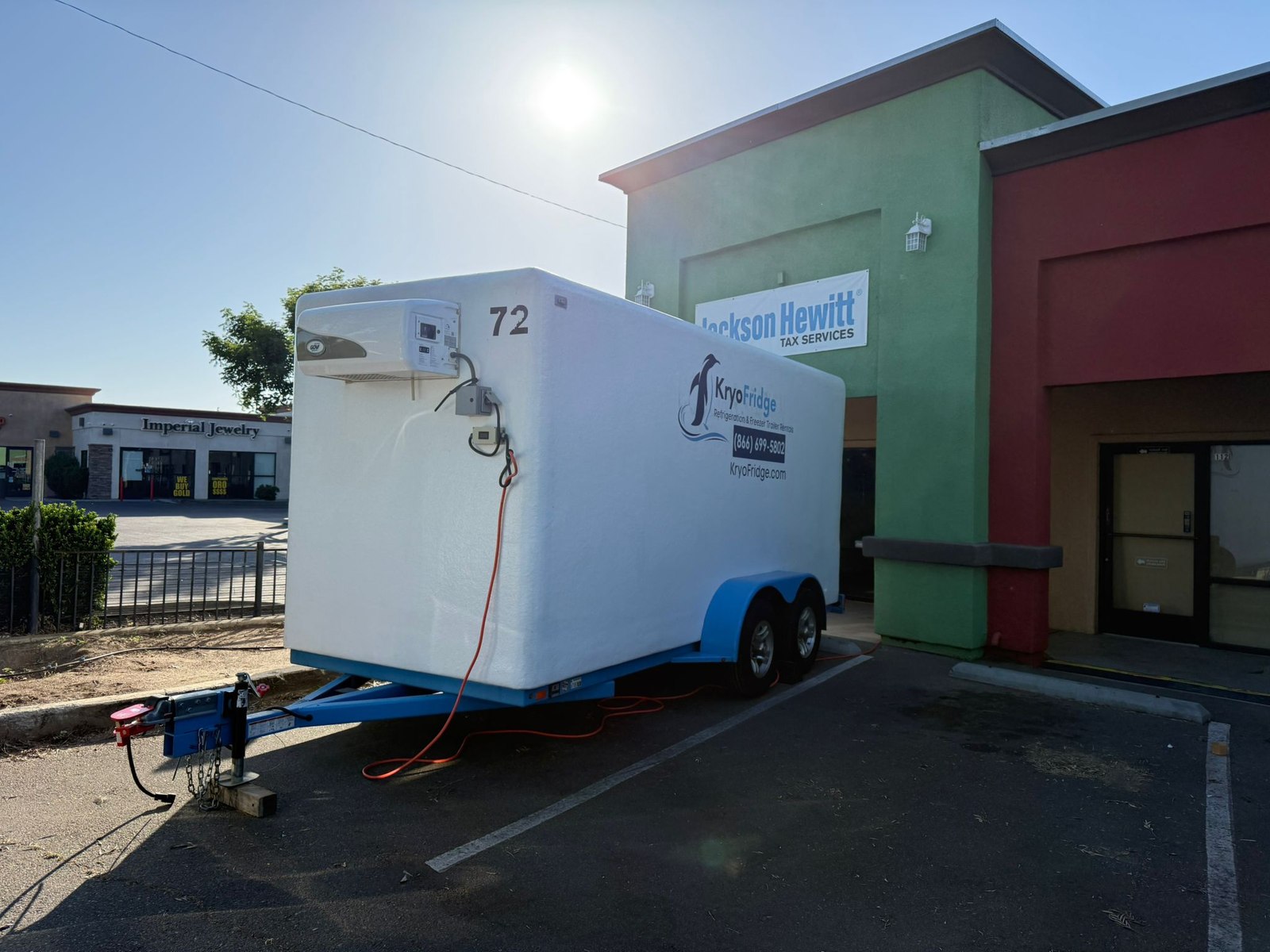 A KryoFridge portable refrigeration unit covering Holiday rush in Town East food court kitchens work in Mesquite
