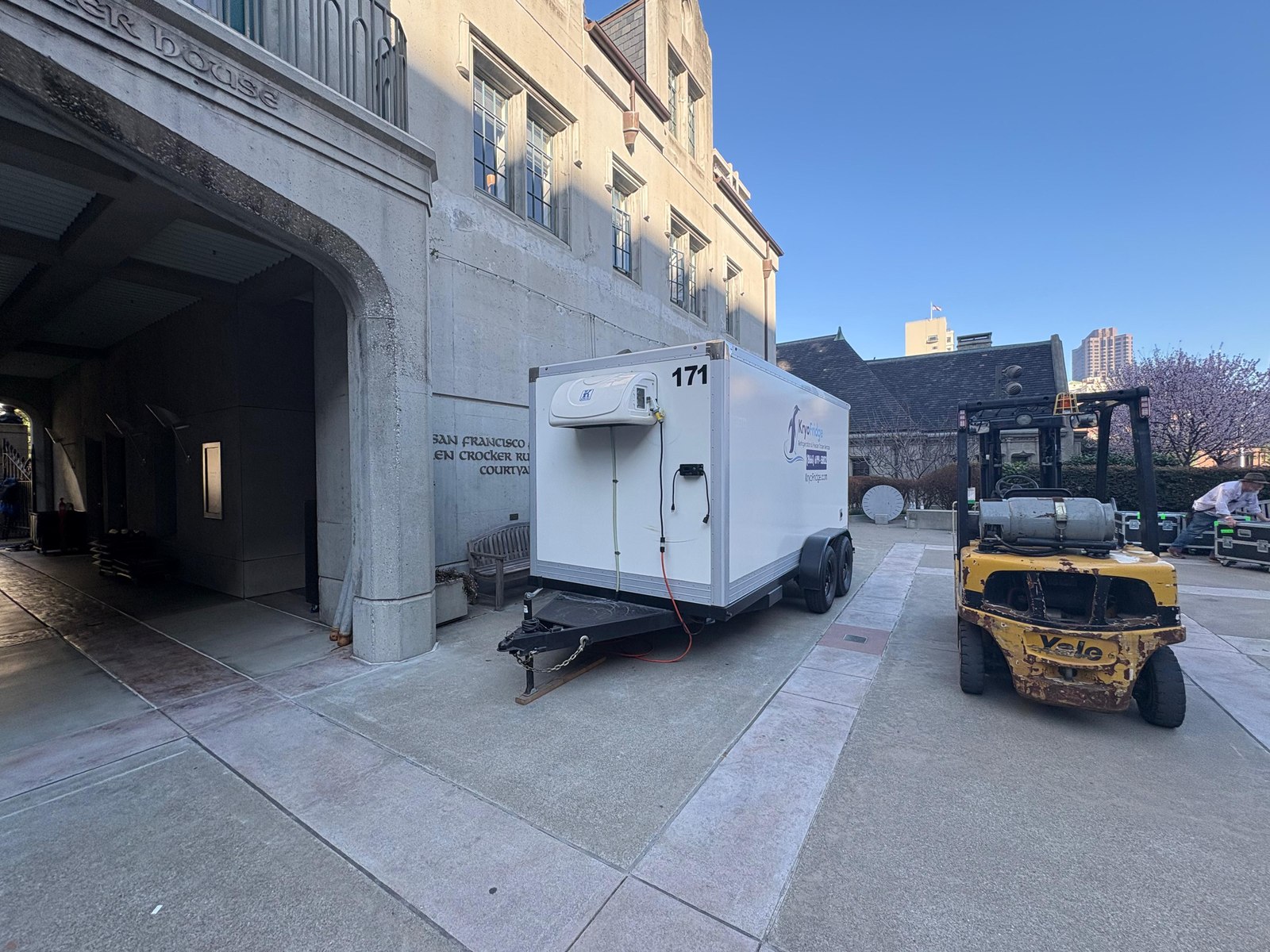 A freshly serviced KryoFridge walk-in freezer trailer supporting Plant openings on Skyline Drive in Mesquite