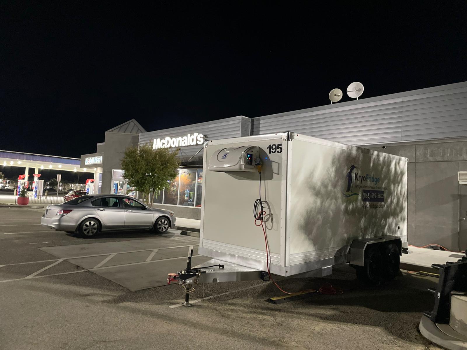 A pre-cooled KryoFridge cold storage trailer supporting Livestock Show and Rodeo week in Pasadena