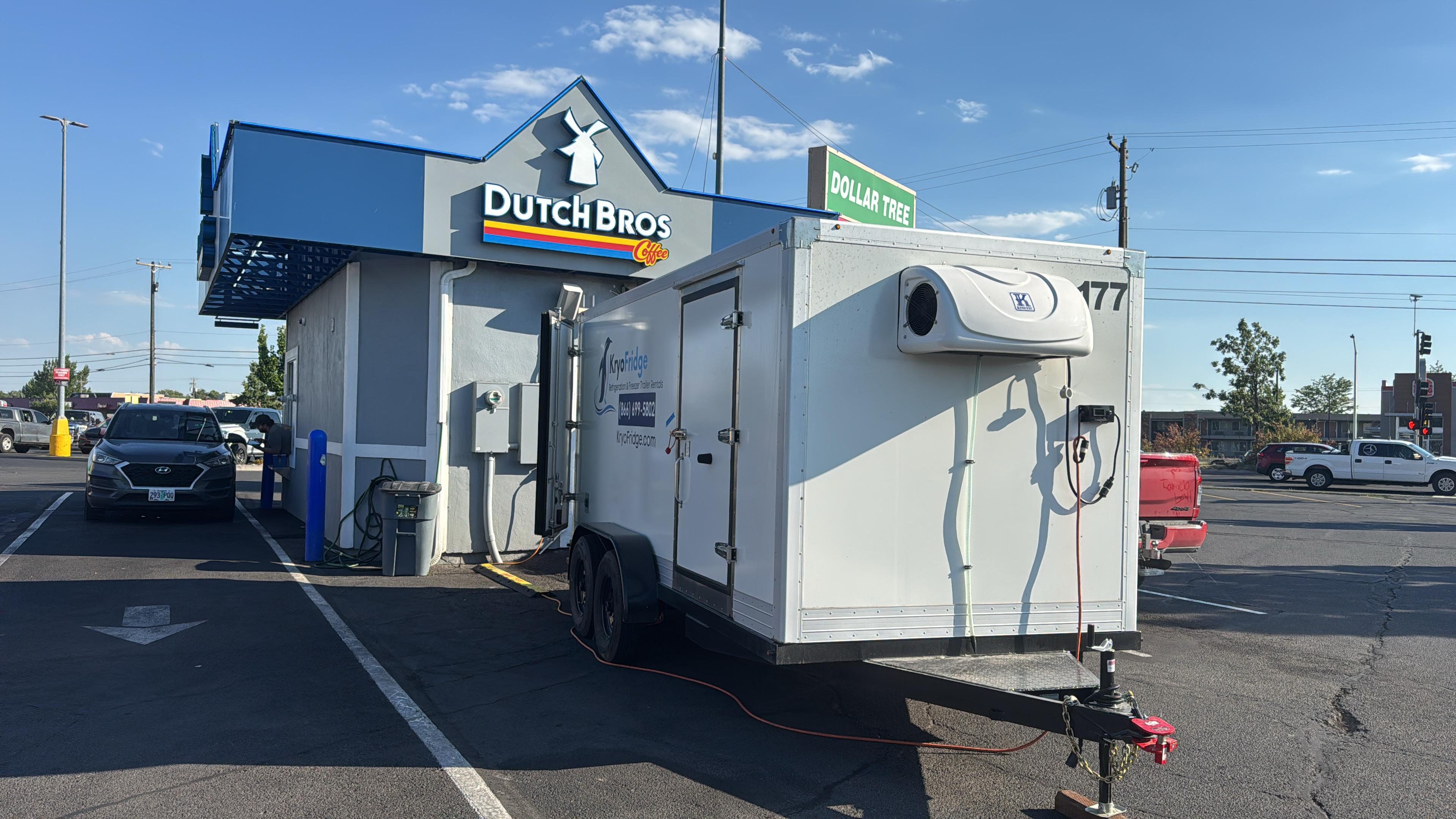 A road-ready KryoFridge cold storage trailer delivered to Dutch Bros